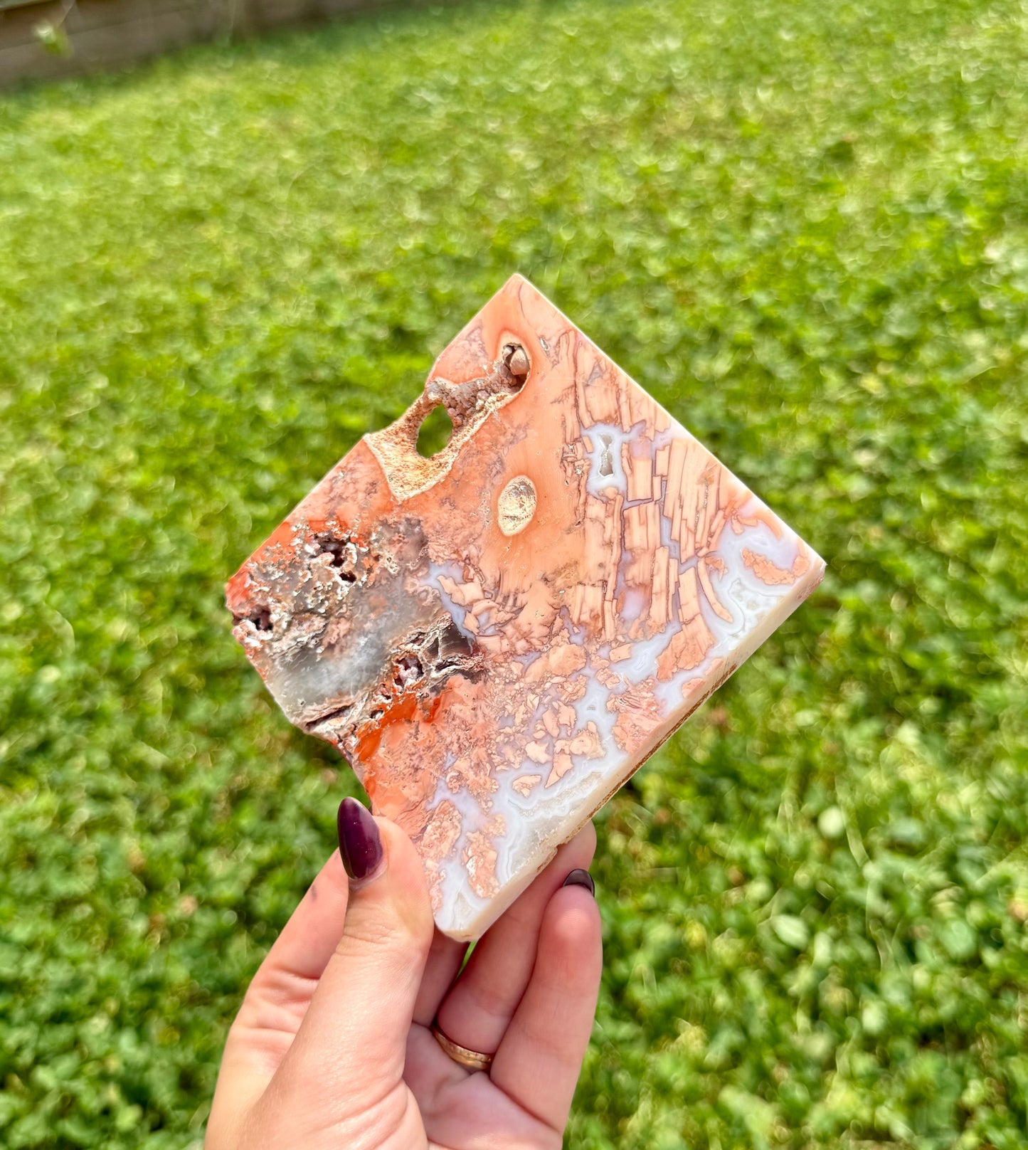Pink cotton candy agate slab