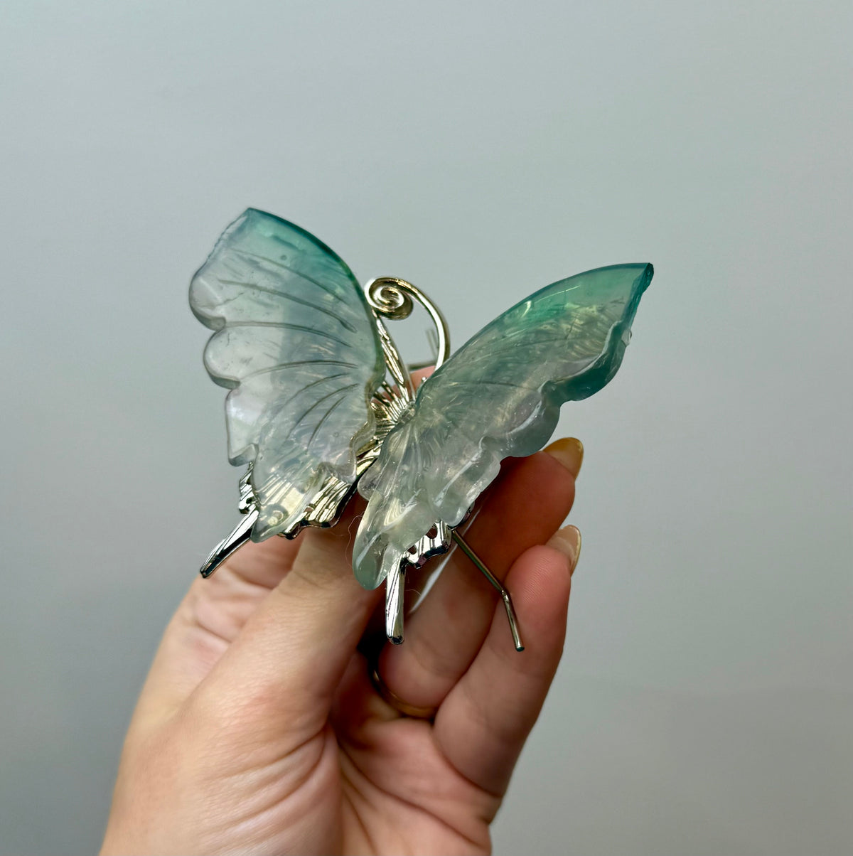 Imperfect fluorite butterfly carving