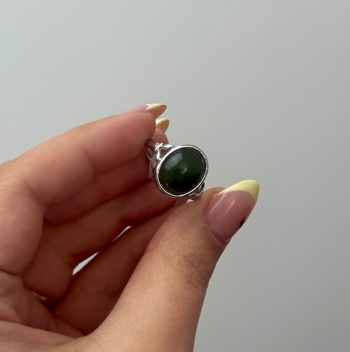 Jade adjustable ring