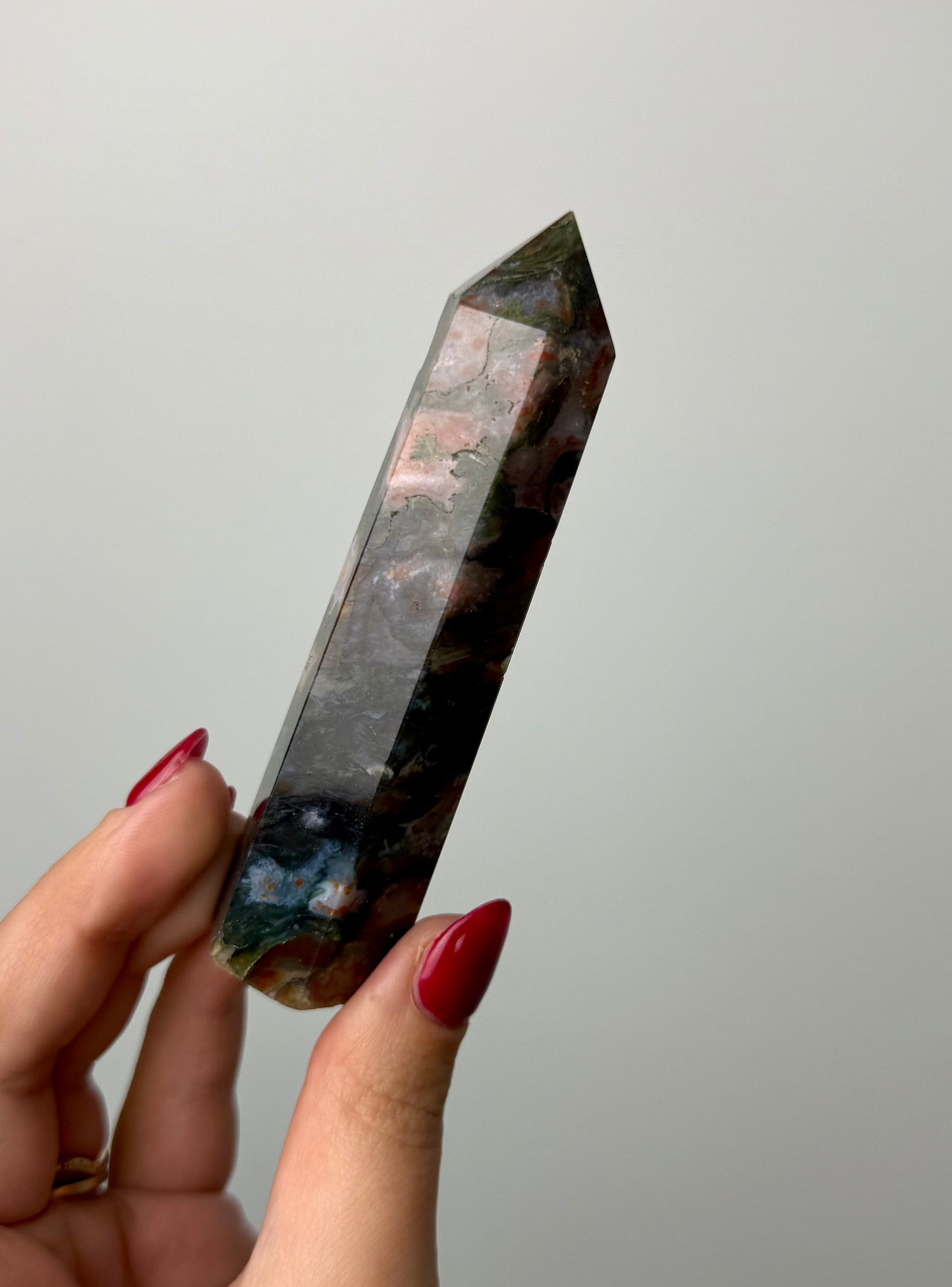 Dyed moss agate tower C