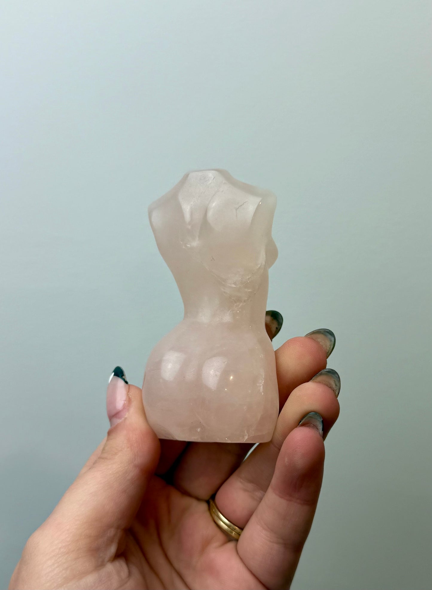 Rose quartz lady body carving