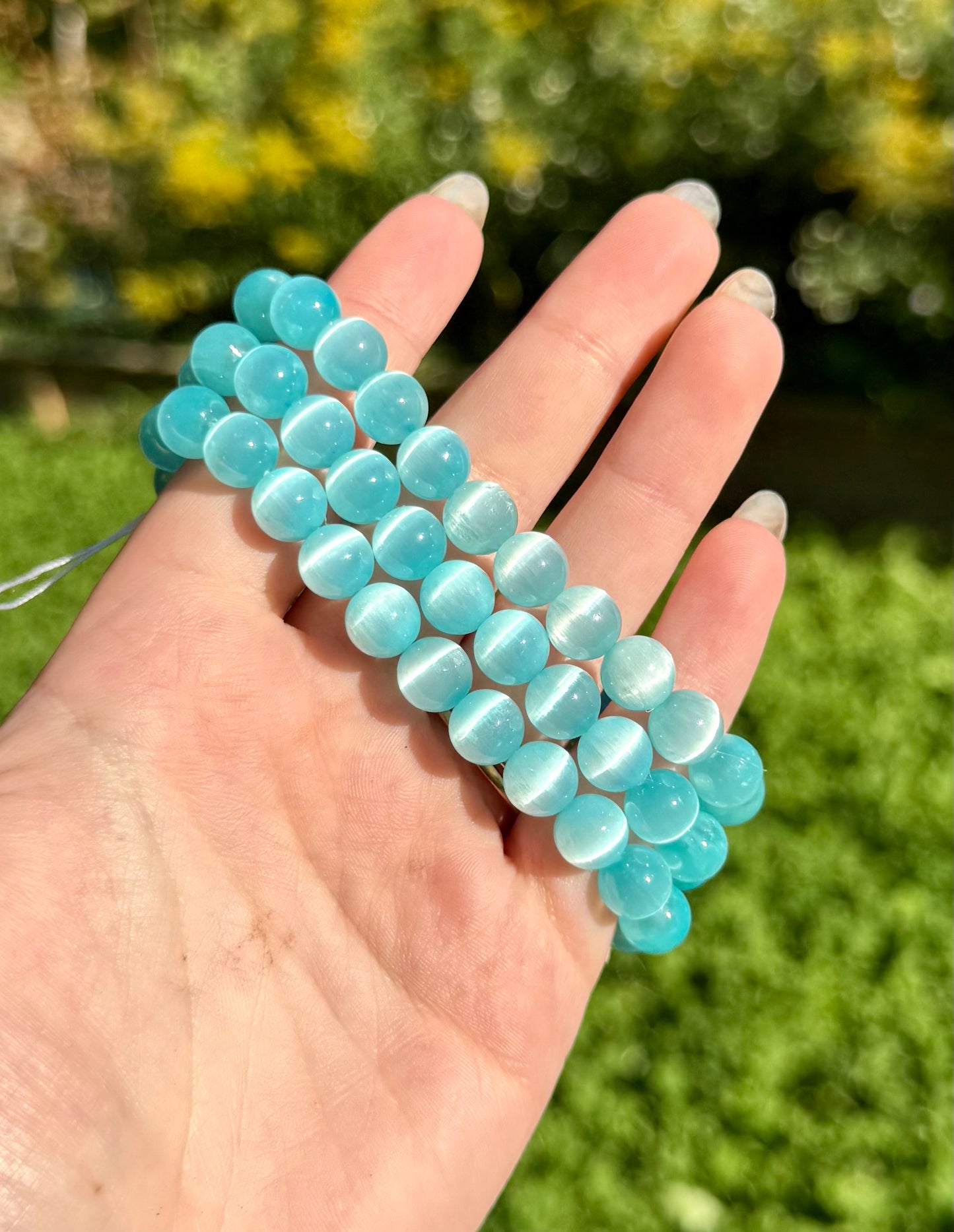 Dyed blue satin spar bracelets