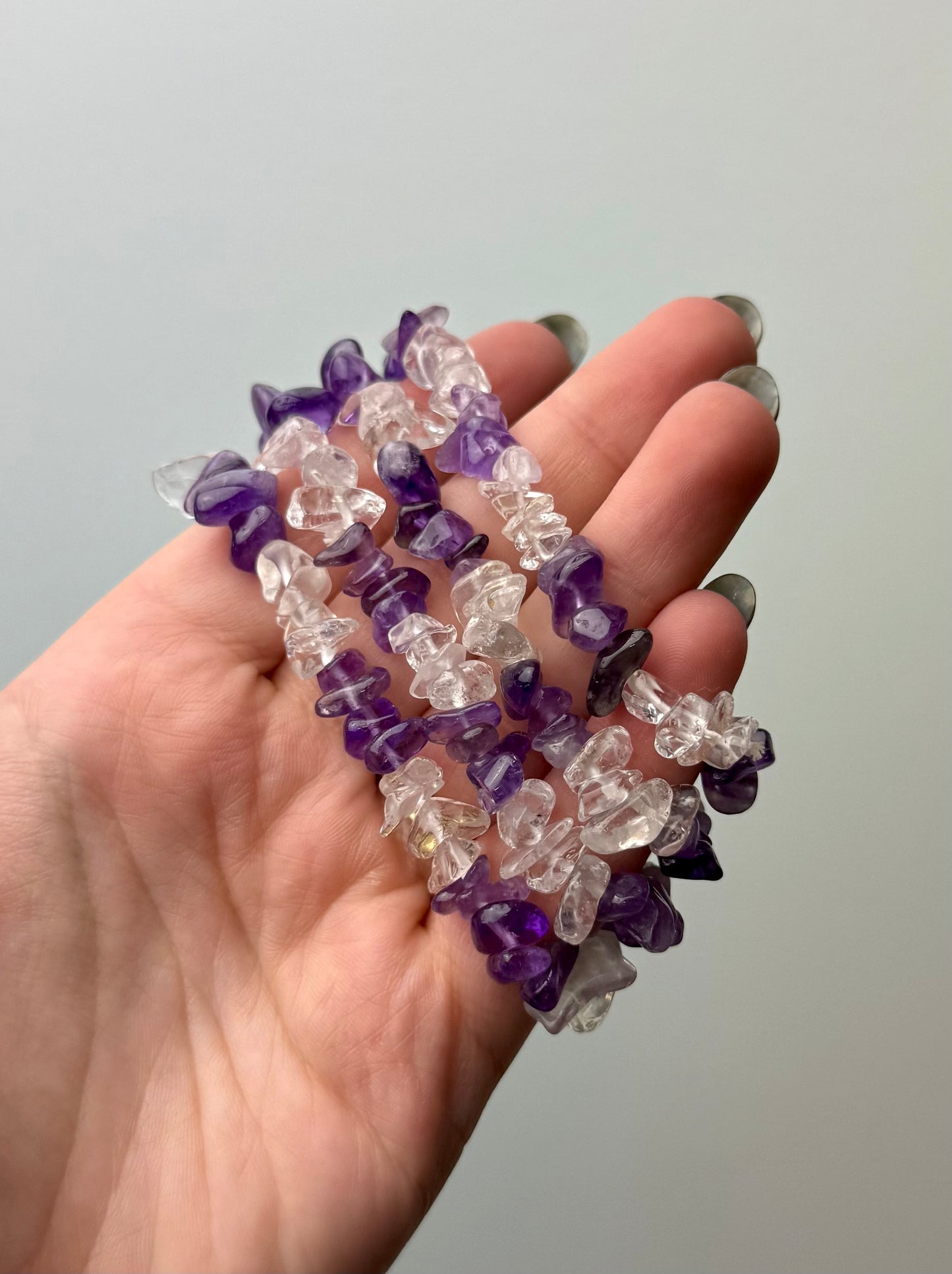 Amethyst clear quartz chip bracelets