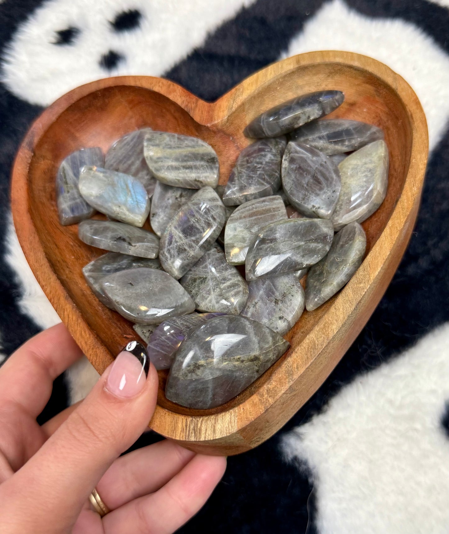 Labradorite cabochon carvings