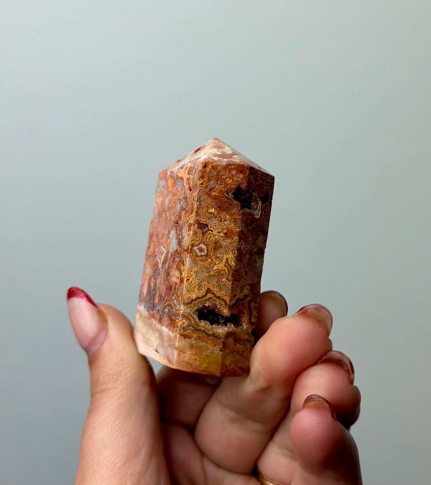 Pink crazy lace agate tower
