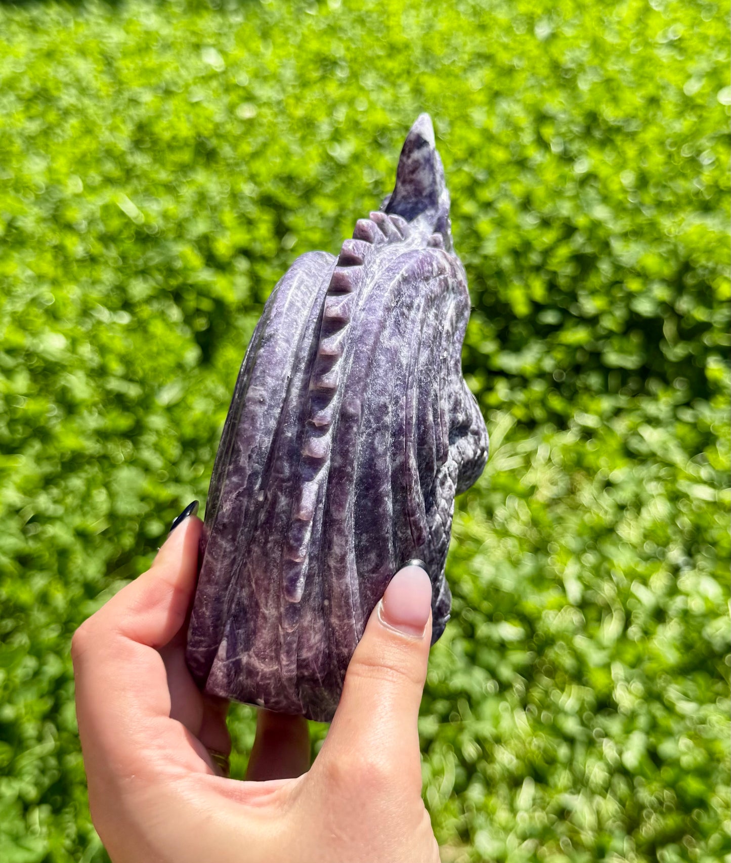 Lepidolite dragon carving