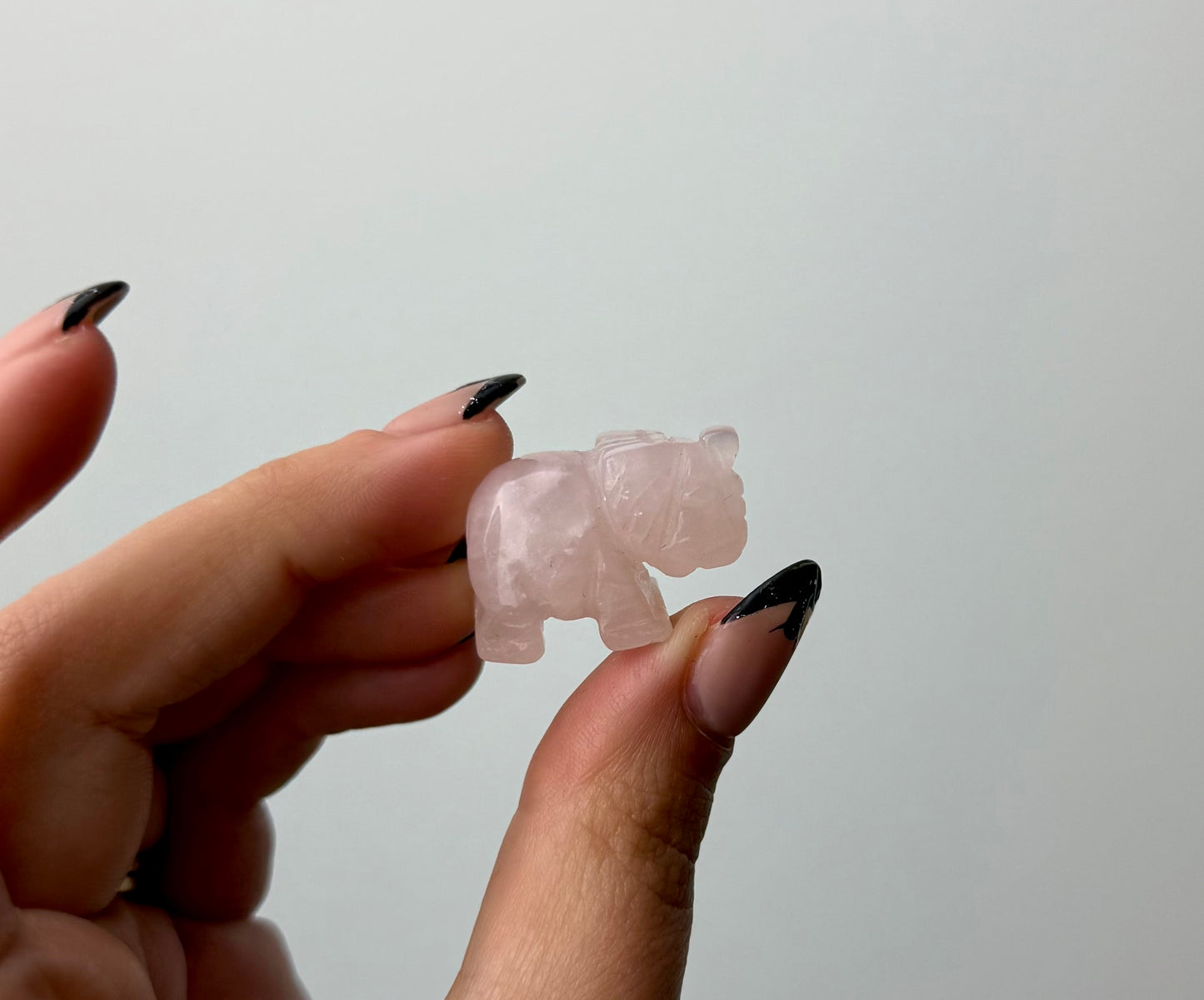 Rose Quartz elephant carving