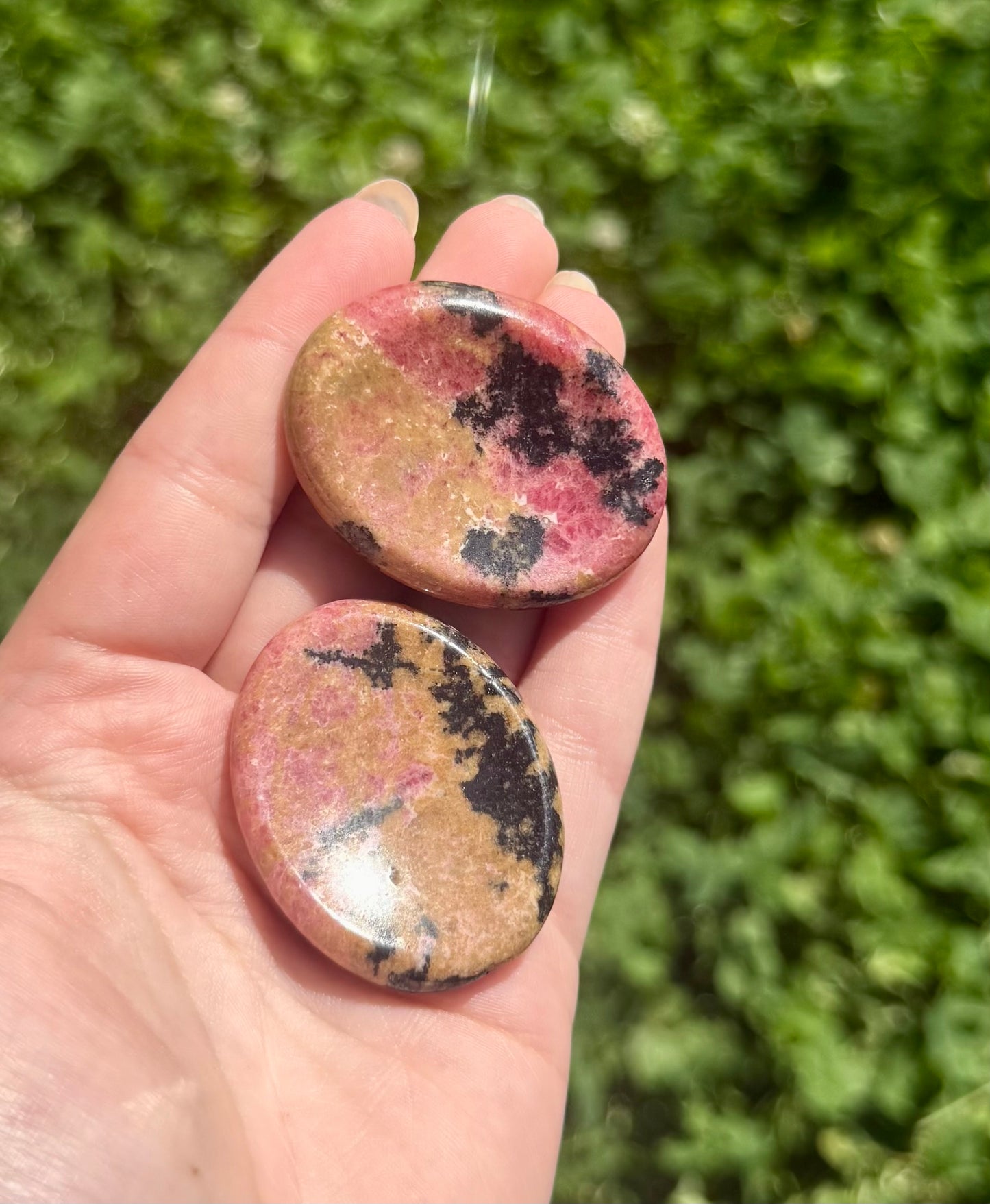 Rhodonite worry stones