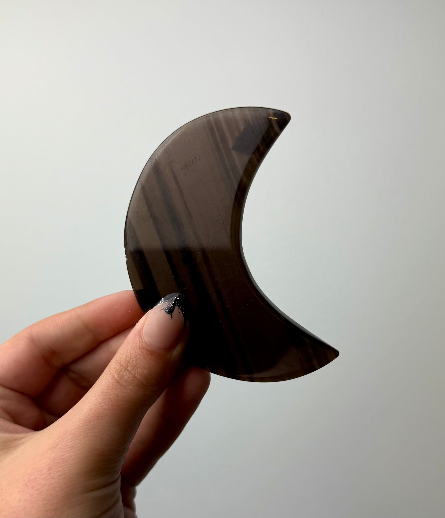 Midnight lace obsidian moon carving