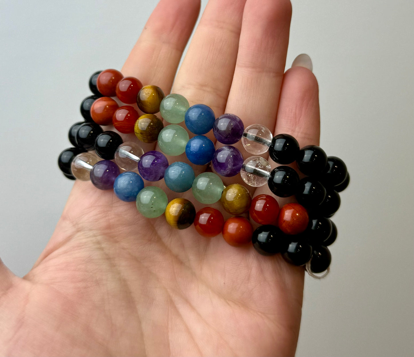 Chakra obsidian bracelets
