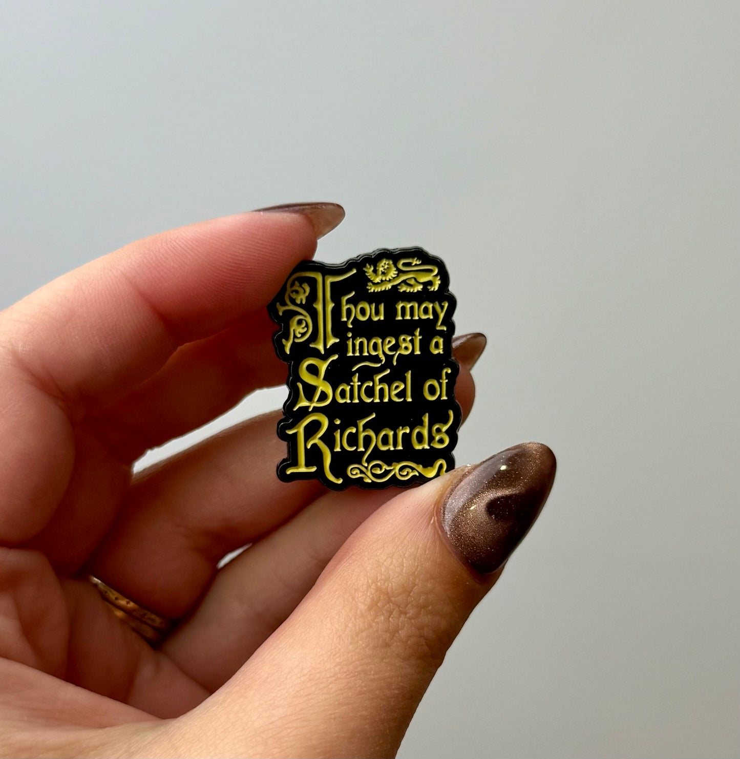 Satchel of richards enamel pin