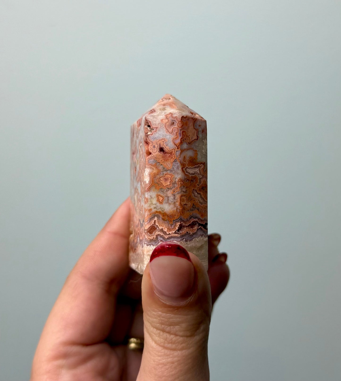 Pink crazy lace agate tower