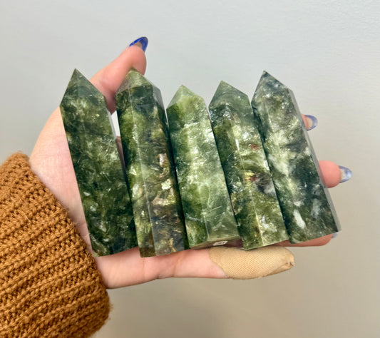Green mica towers