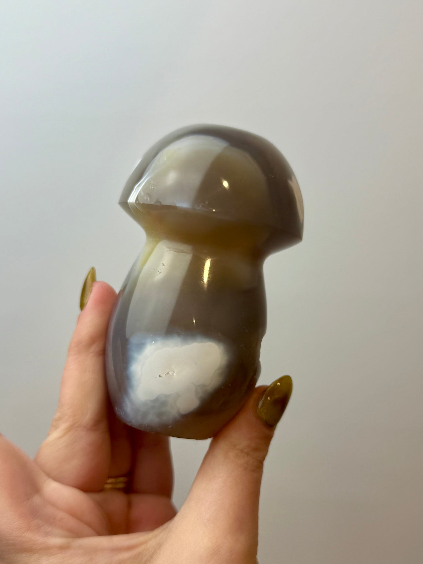 Orca agate mushroom carving