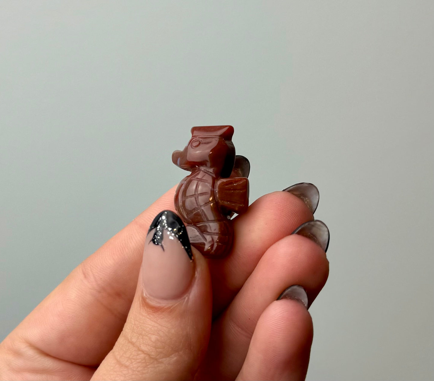 Ocean jasper seahorse carving