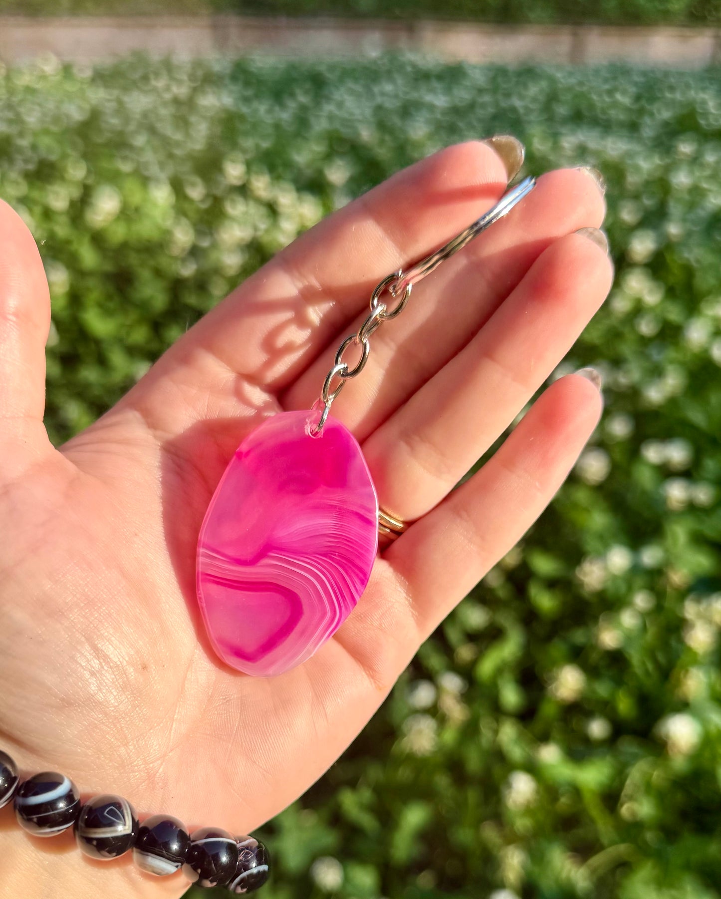 Pikachu dyed agate keychain