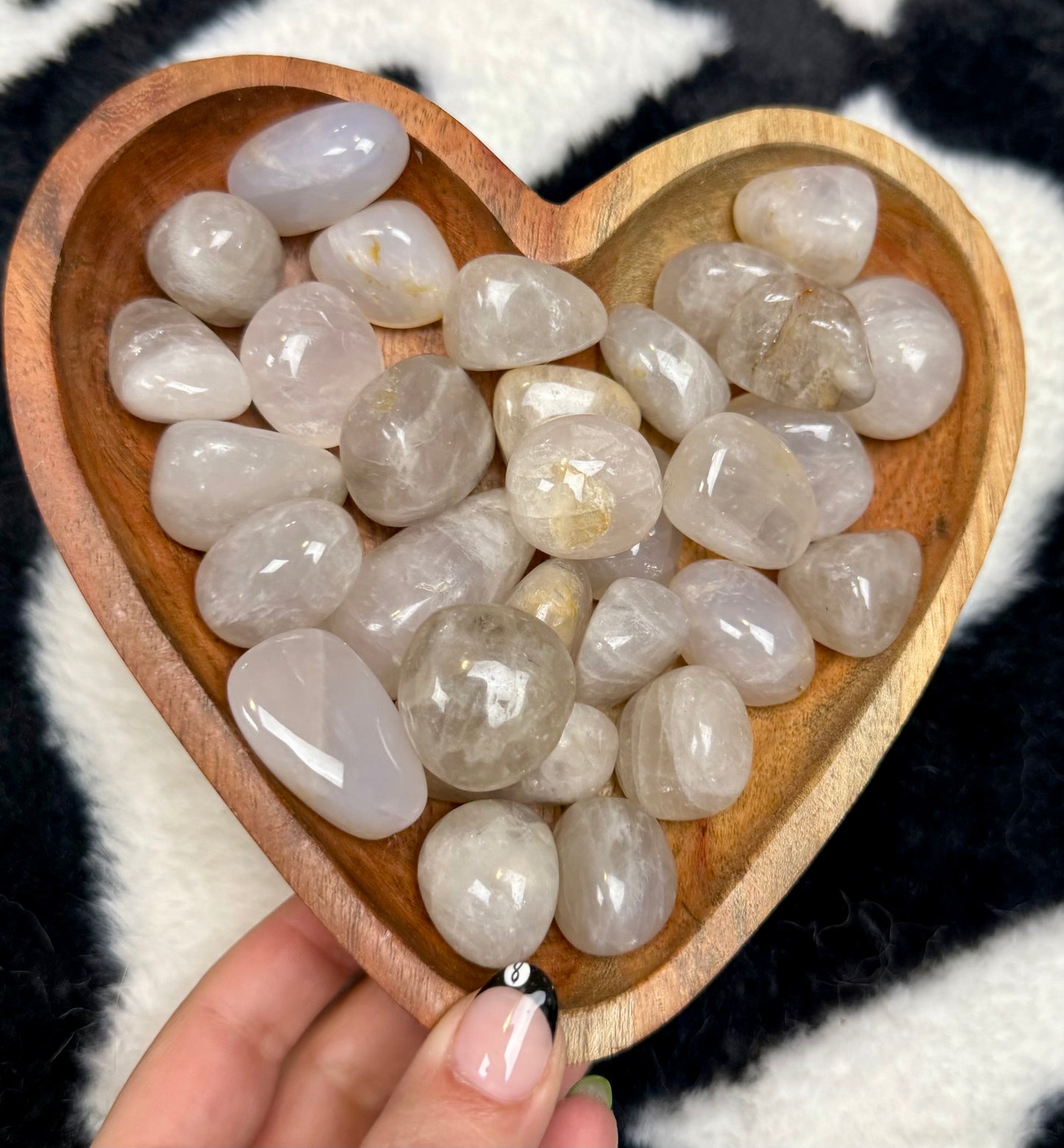 Blue rose quartz tumbles