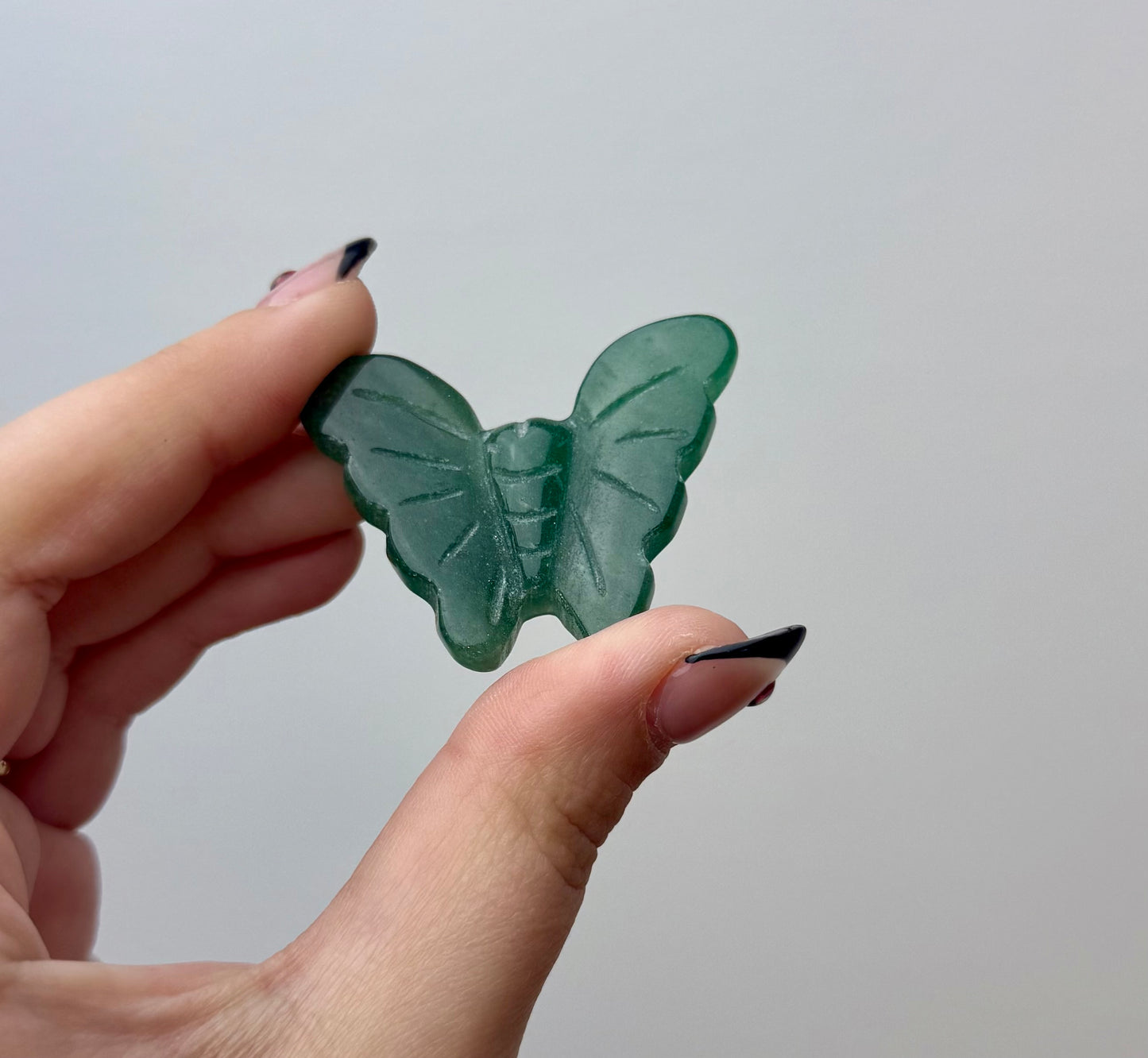 Green aventurine butterfly carving