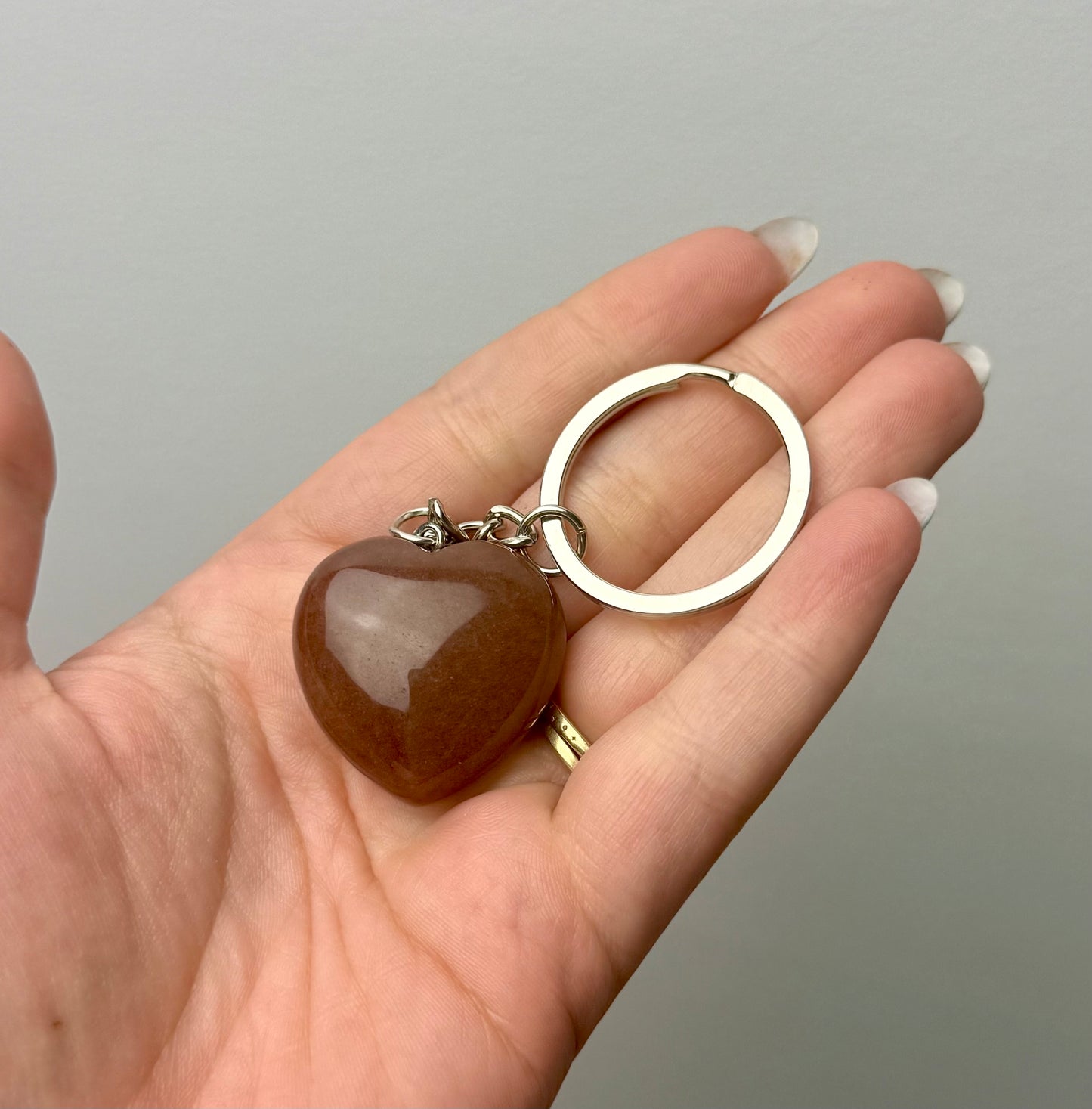 Red aventurine heart keychain