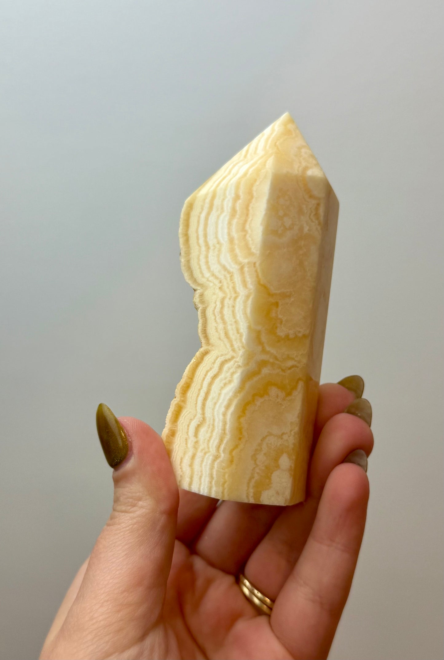 Orange calcite half raw tower