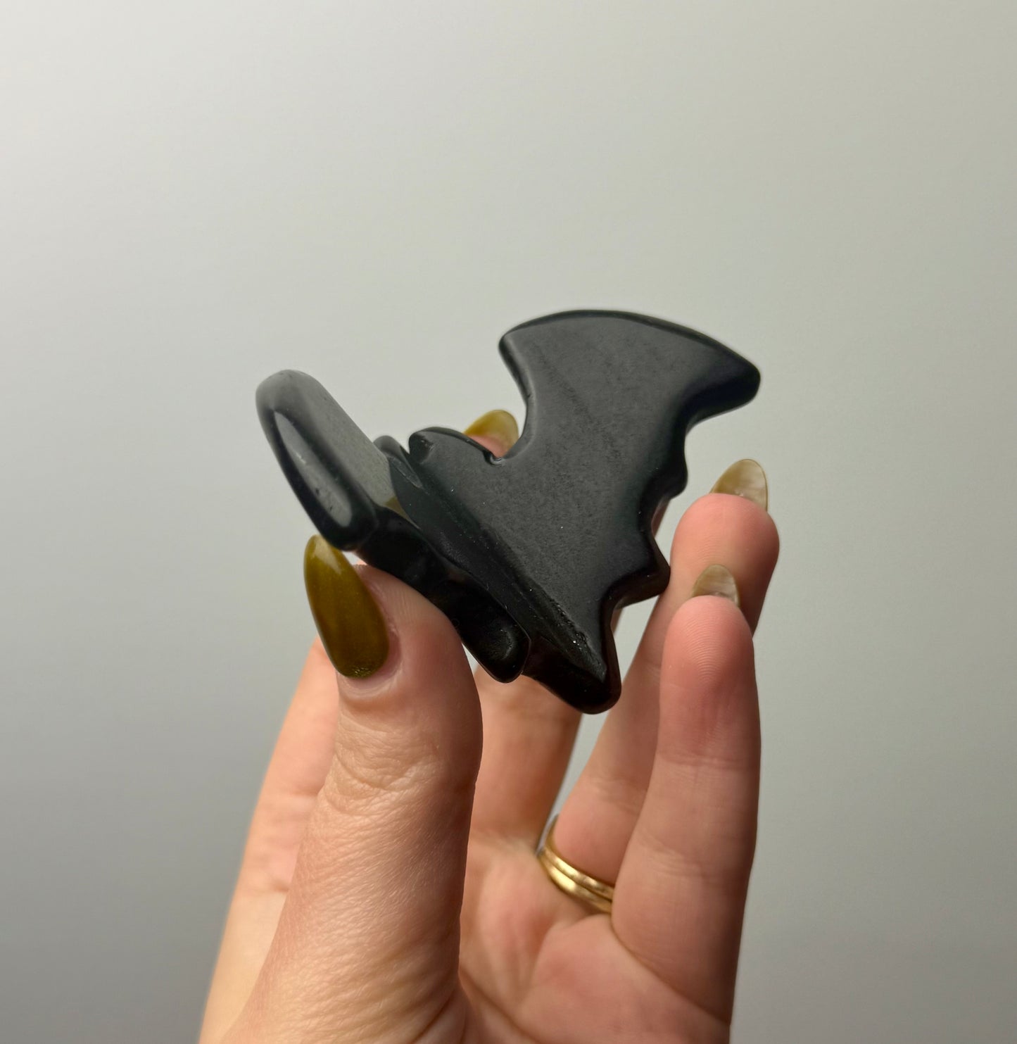 Obsidian 3D bat carving