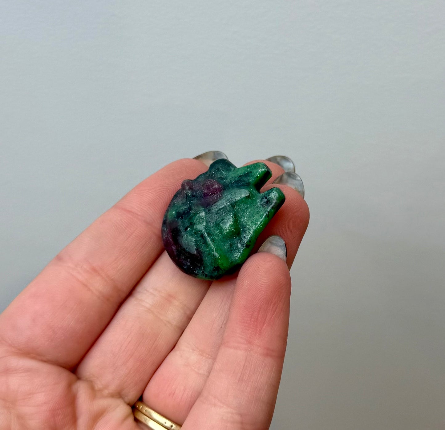 Ruby zoisite millennium falcon carving 
