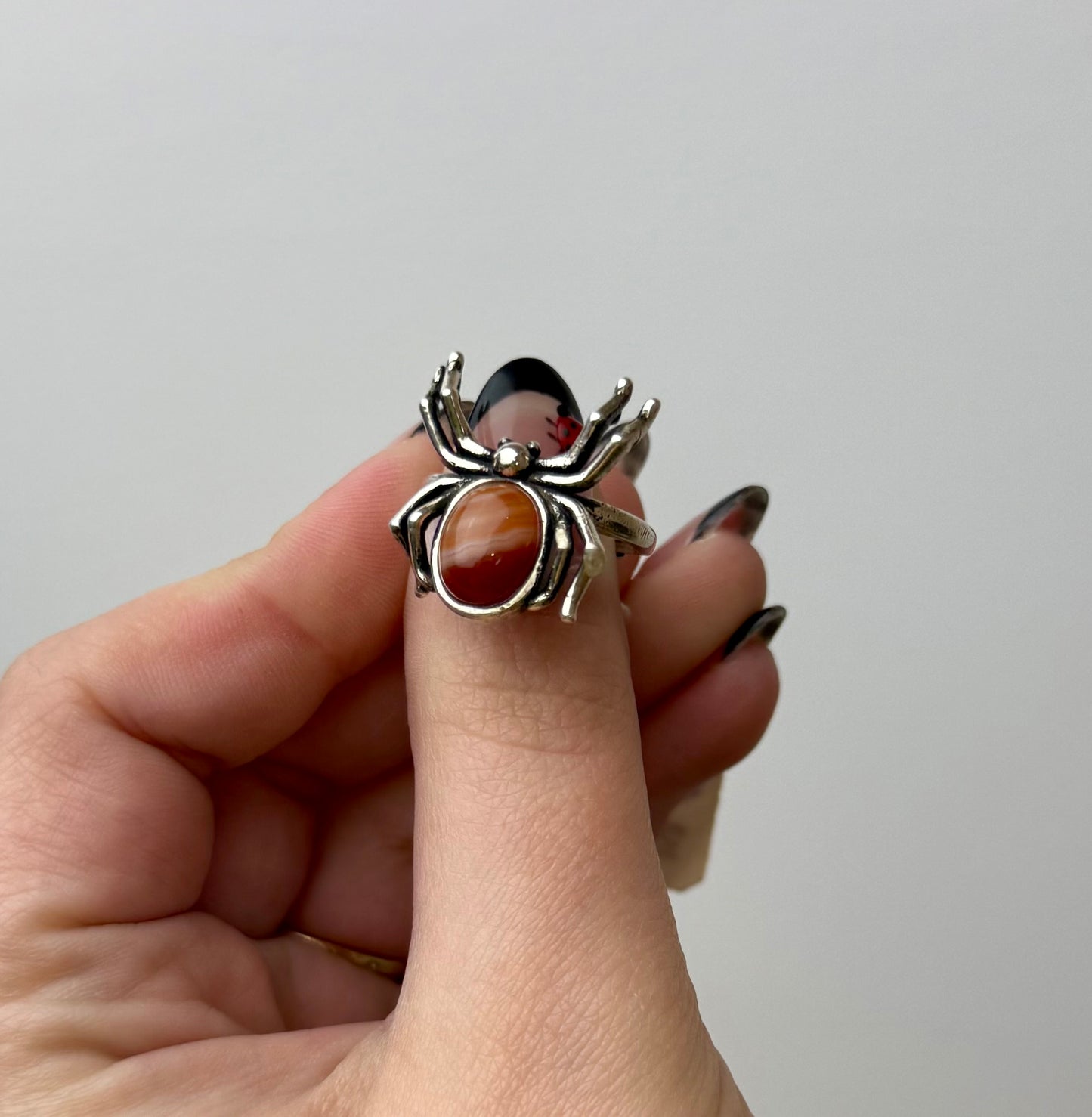 Carnelian adjustable spider ring
