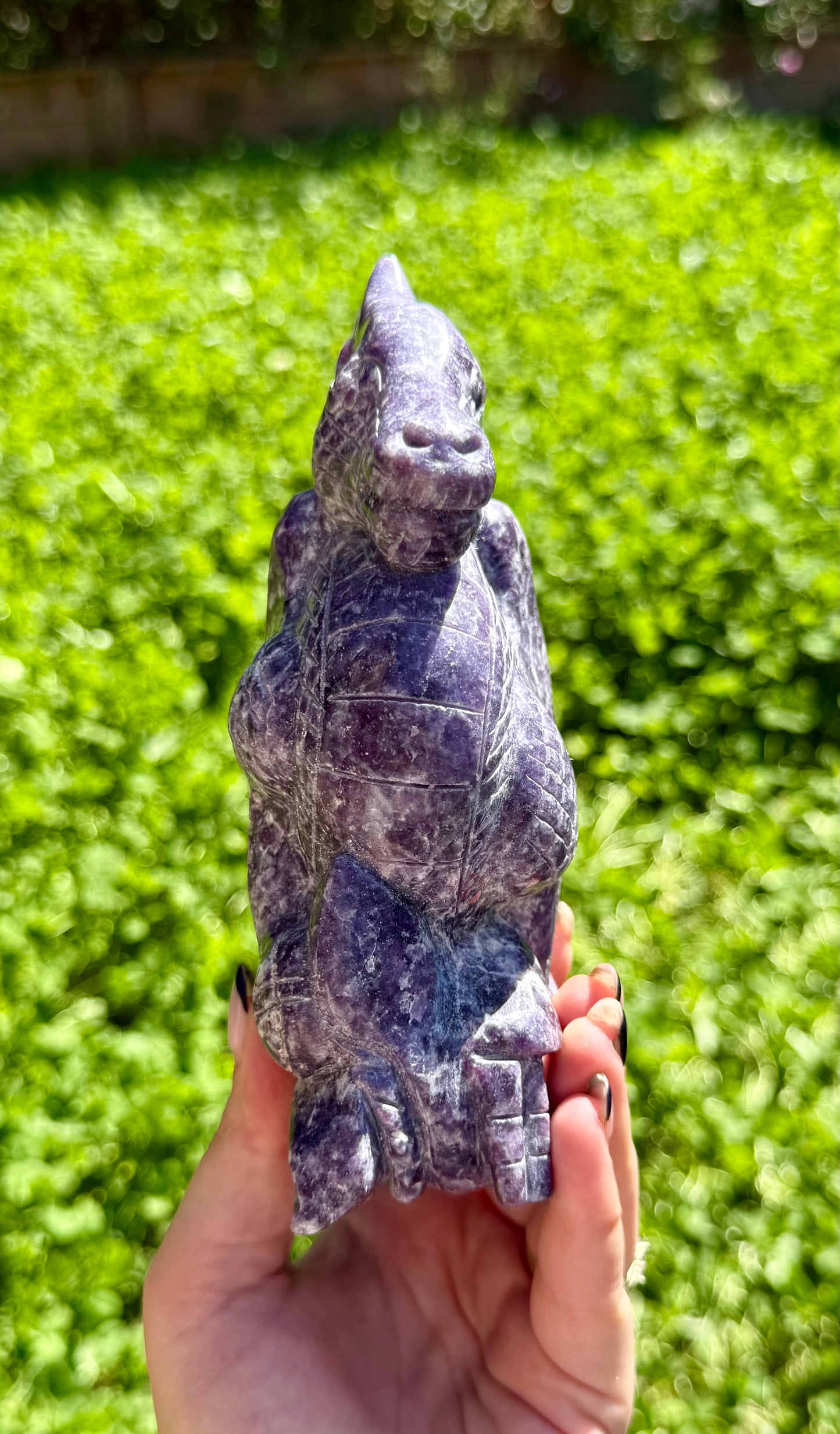 Lepidolite dragon carving