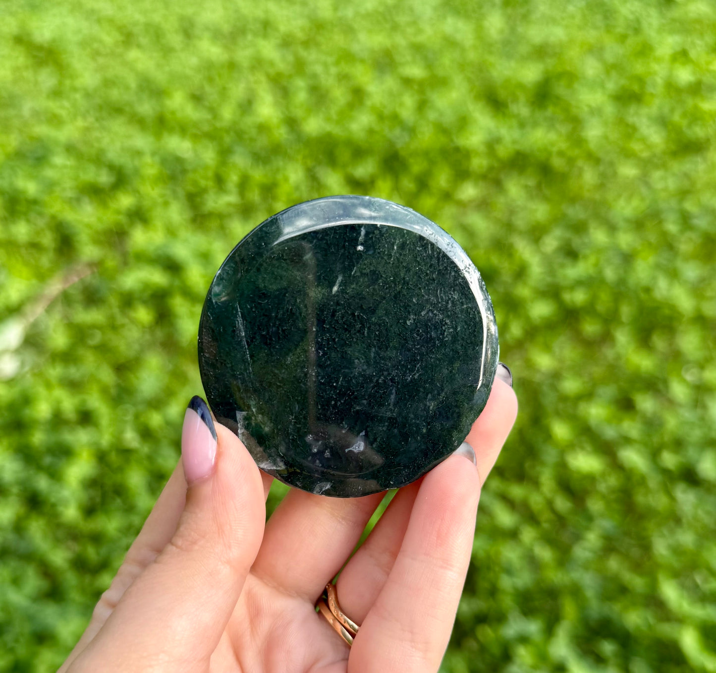 Moss agate circle slabs