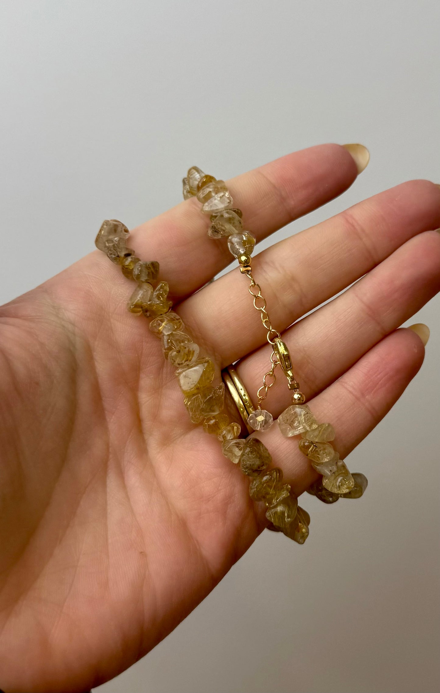 Golden rutile Quartz adjustable chip bracelets