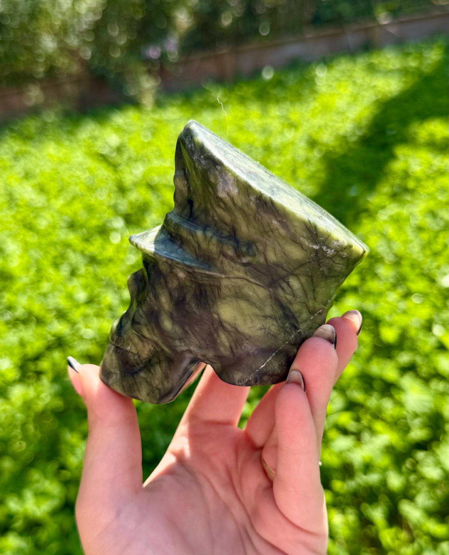 Jade skull carving