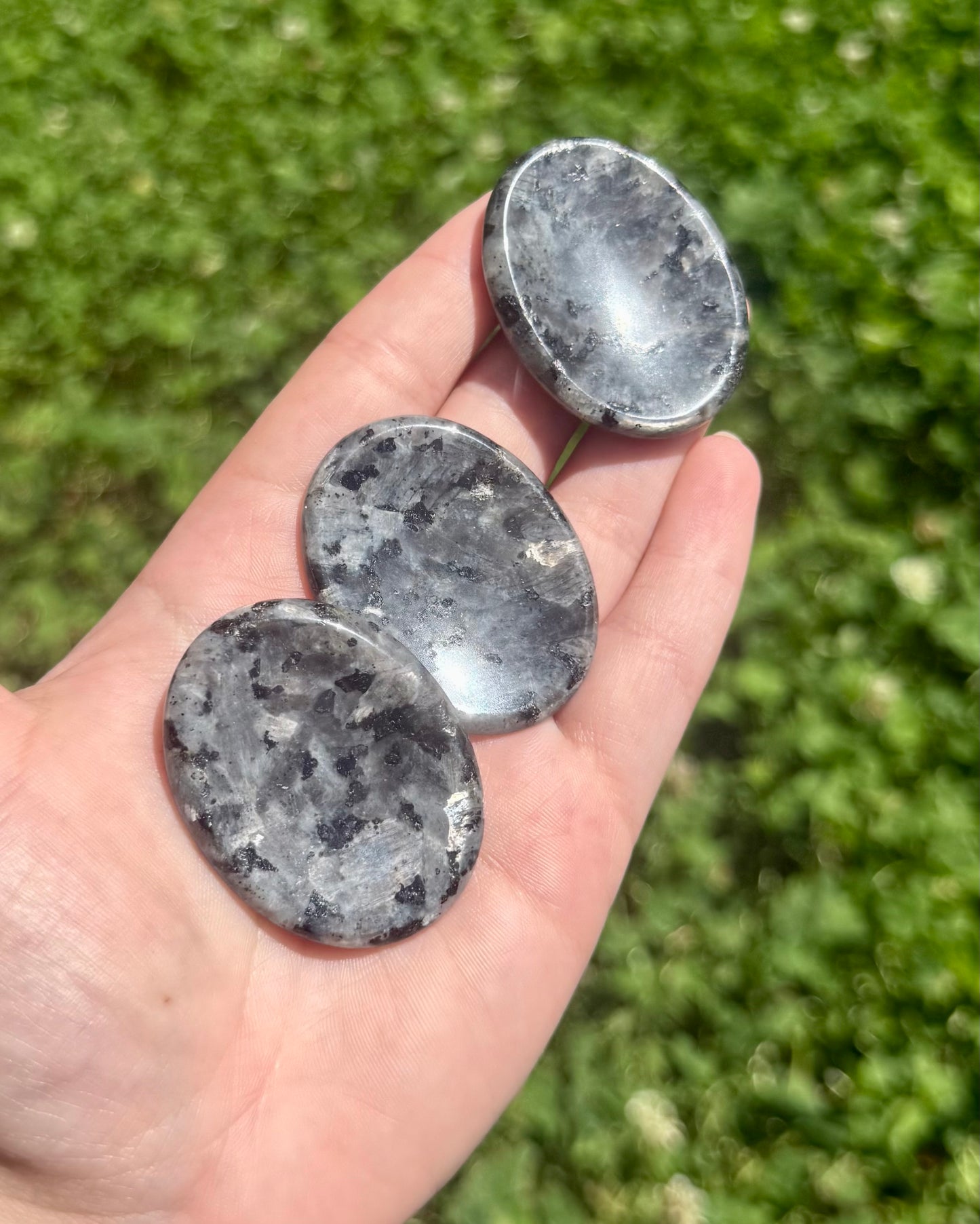 Larvikite worry stones