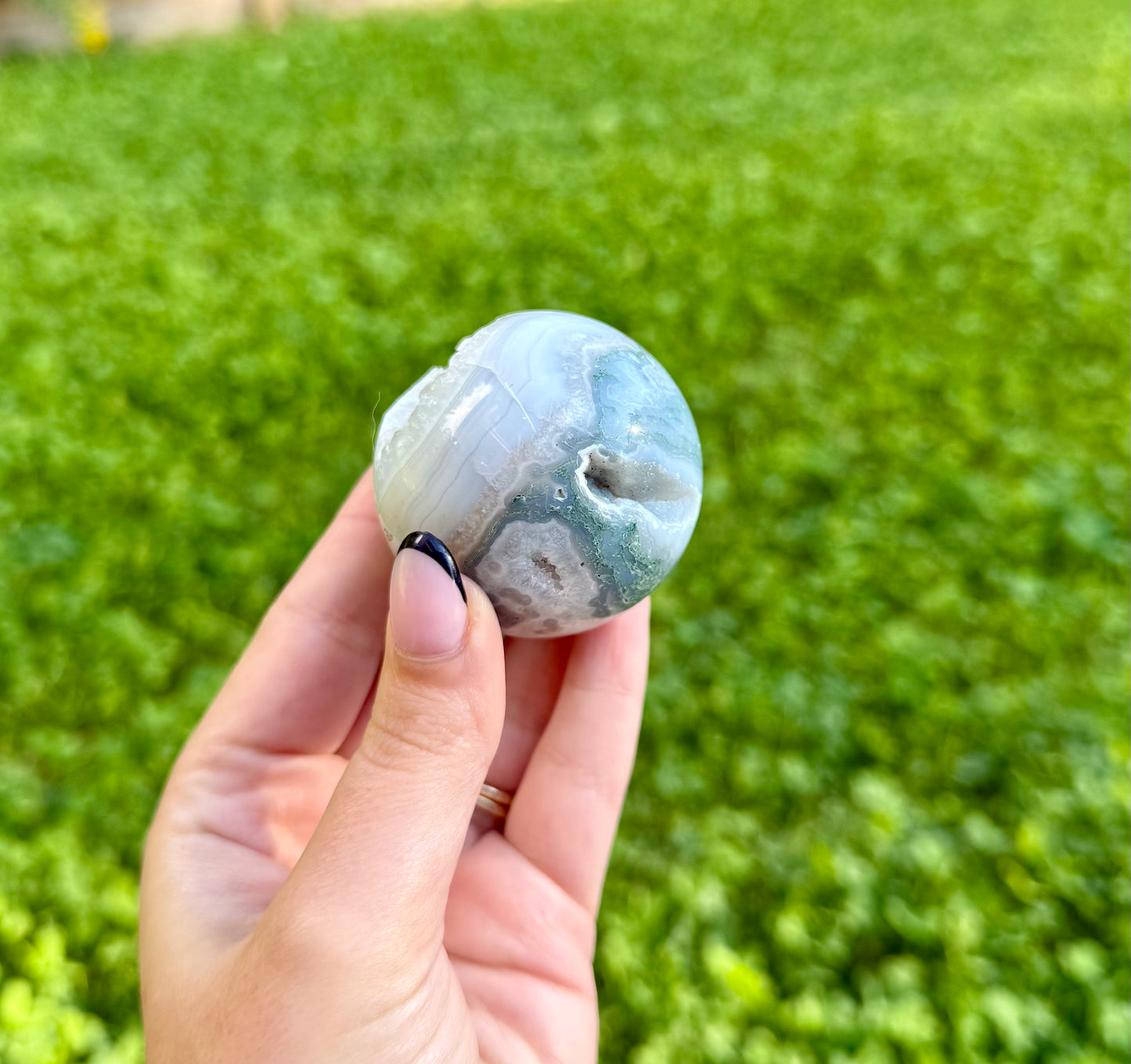 Moss agate sphere