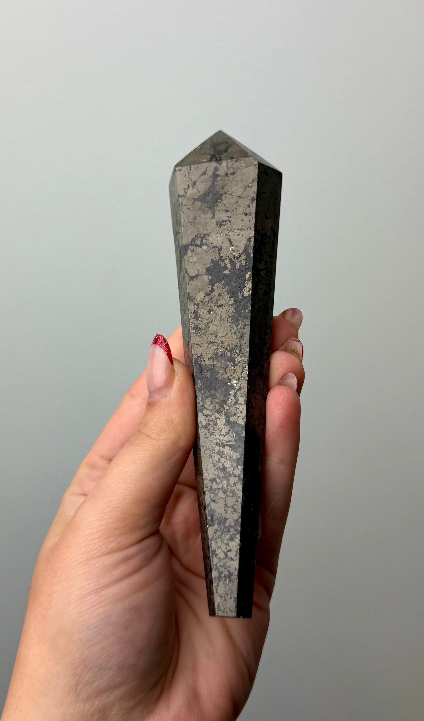 Pyrite wand on stand