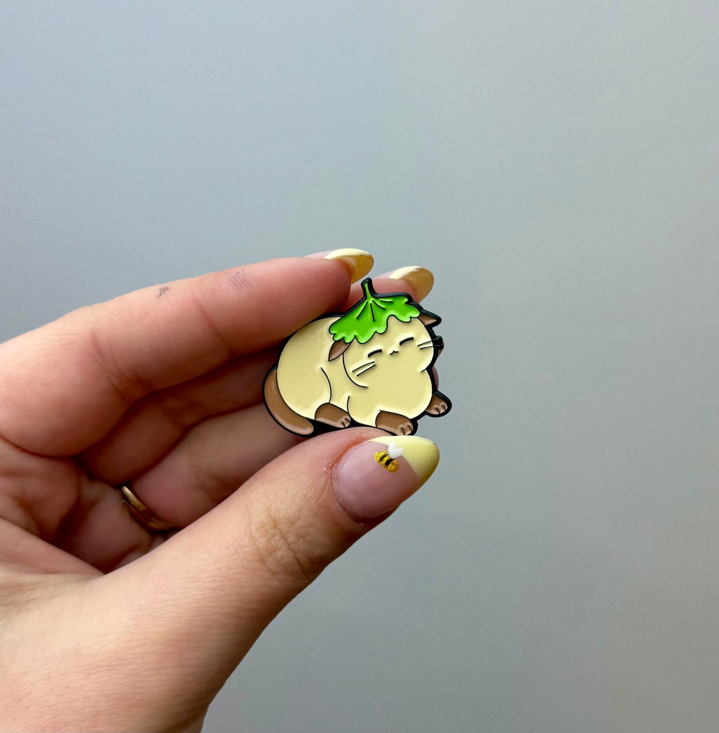 Cat leaf enamel pin