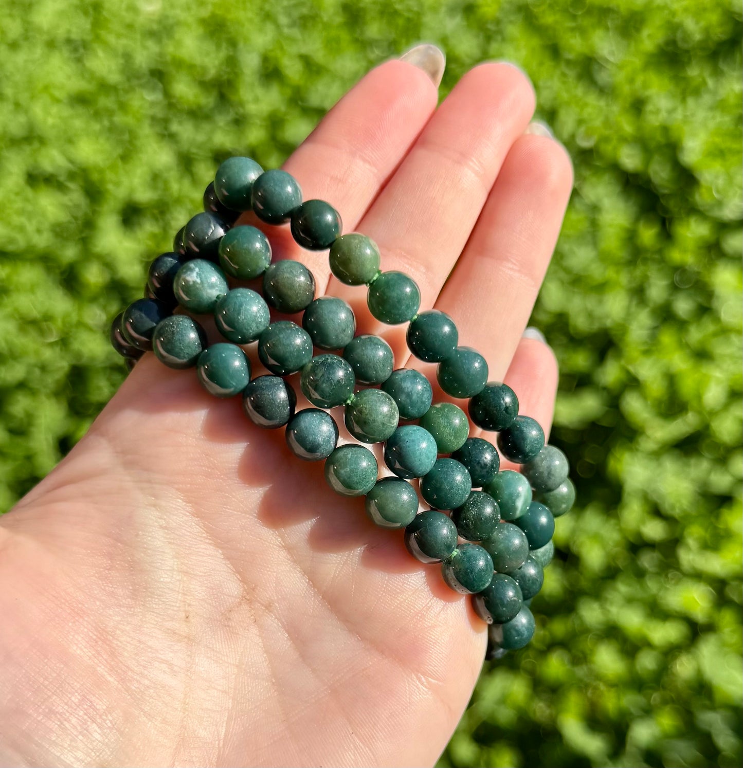 Moss agate bracelets