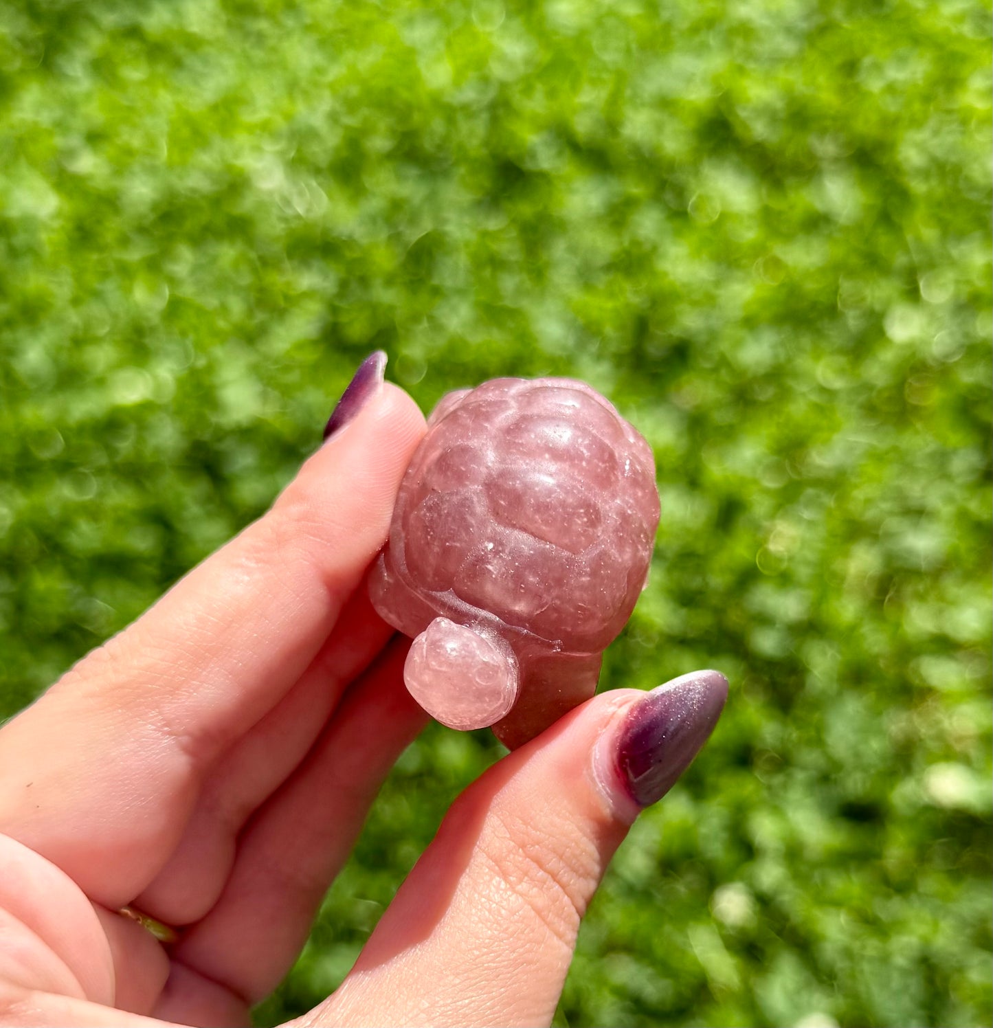 Strawberry Quartz turtle carving