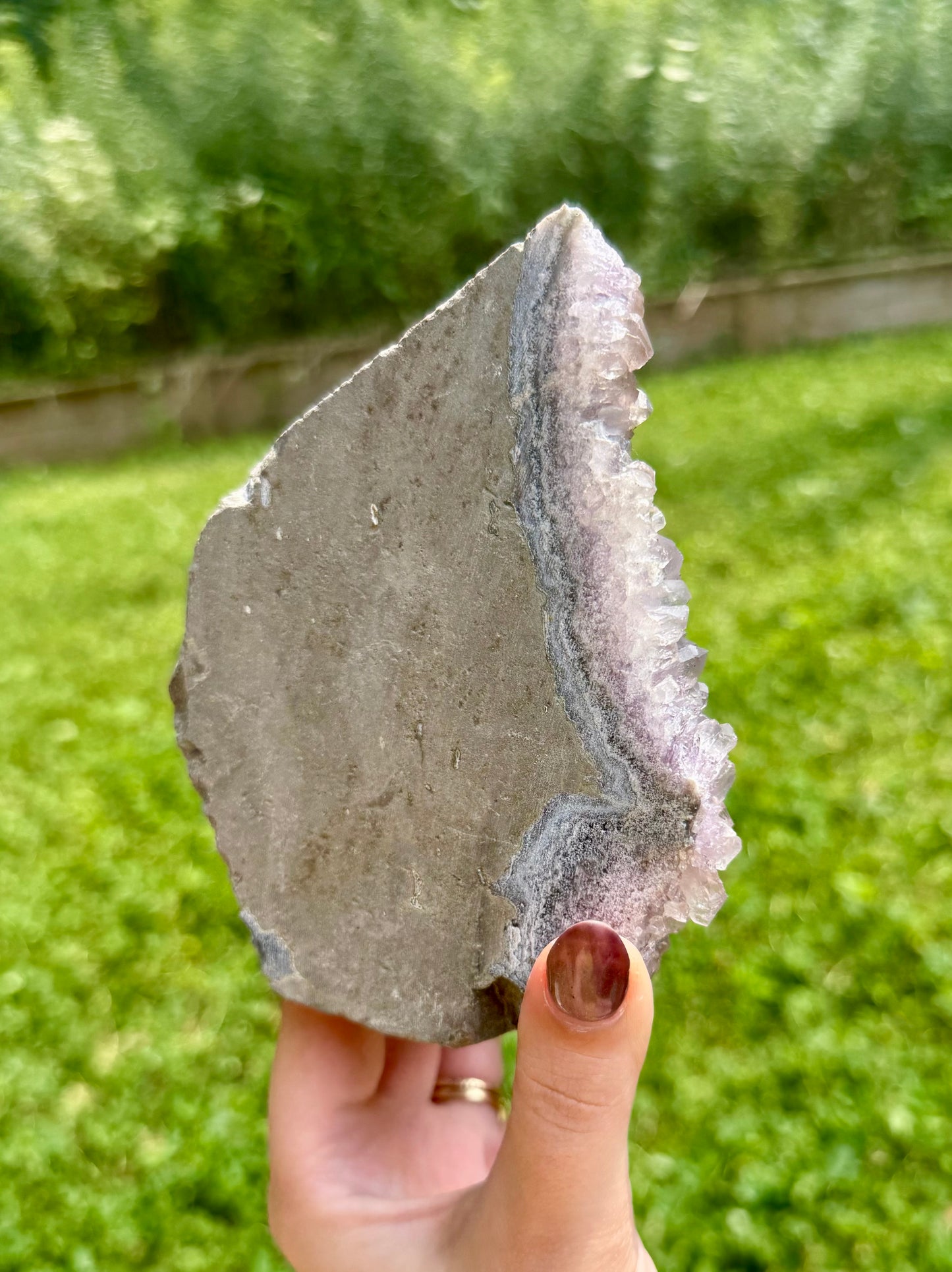 Amethyst cut base cluster
