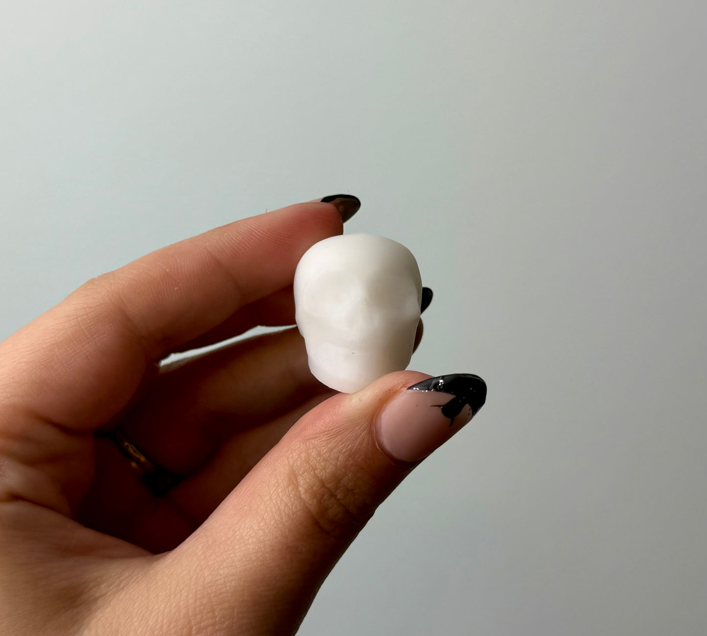 White jade skull carving