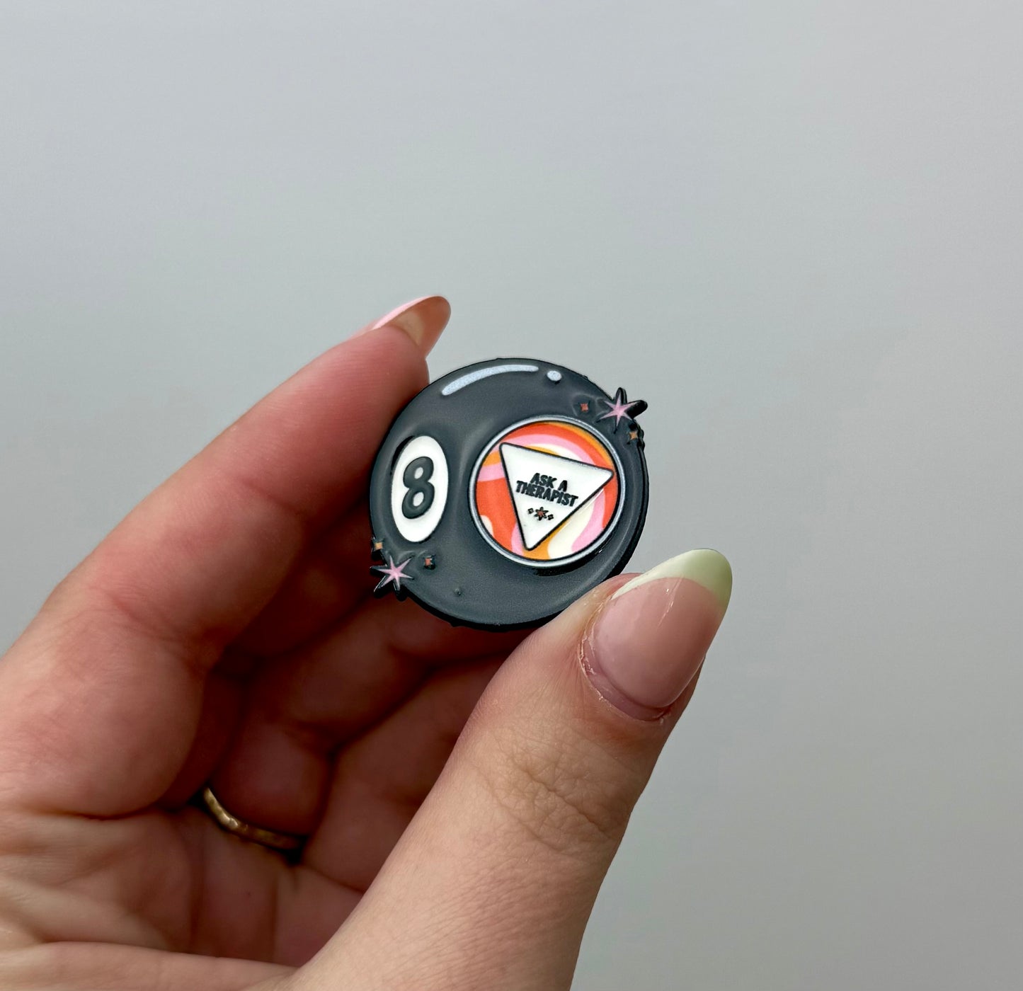 8 ball therapist enamel pin