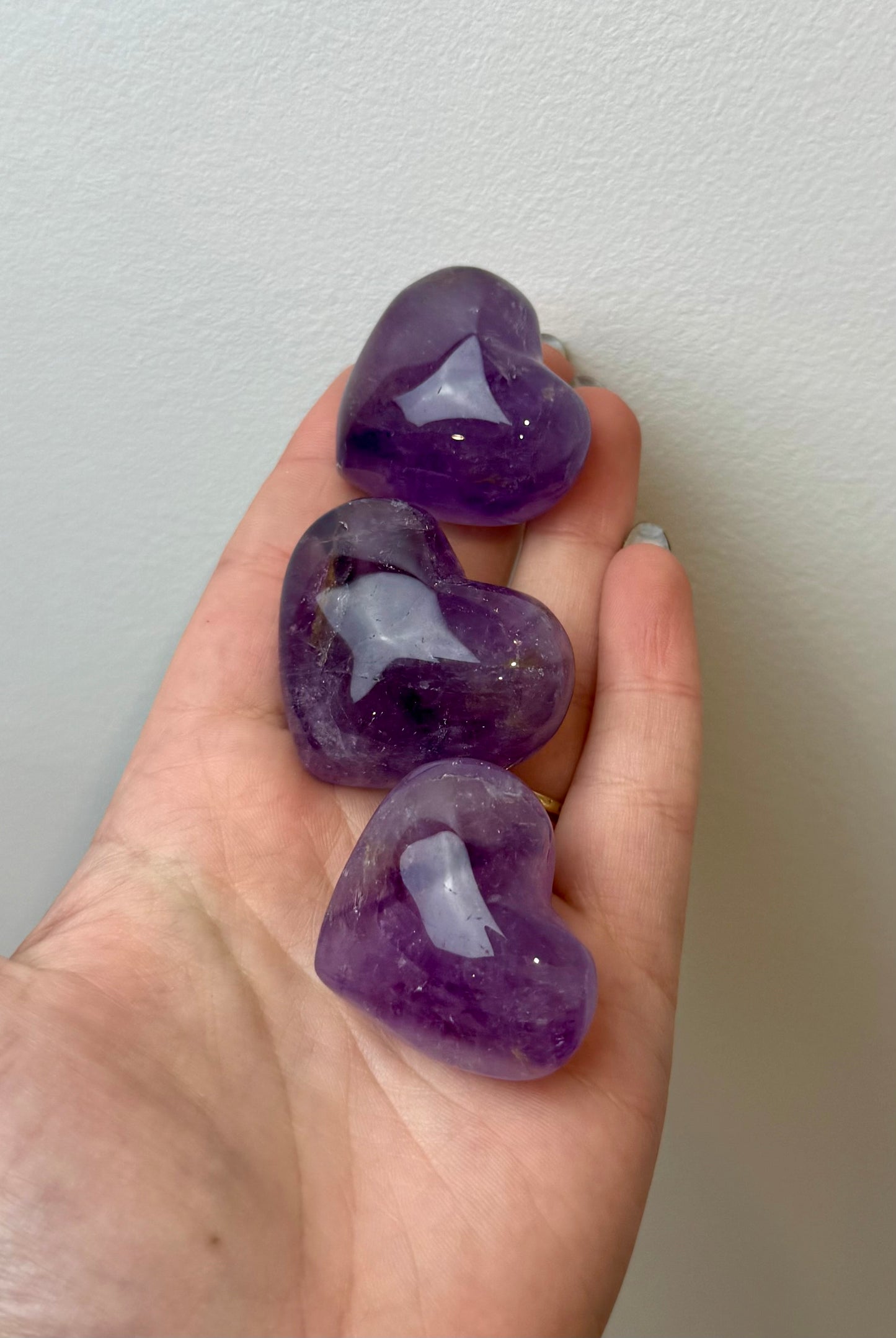 Amethyst heart carvings