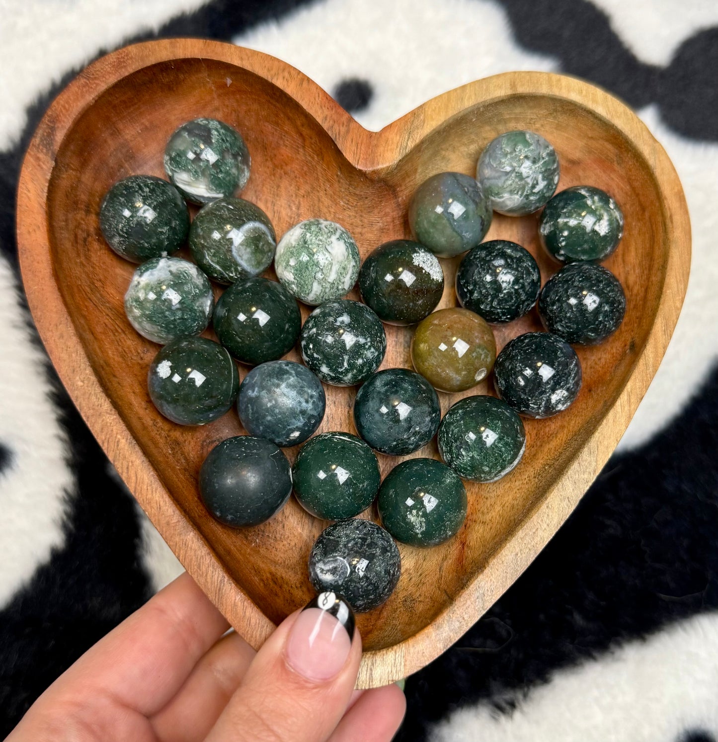 Moss agate mini spheres