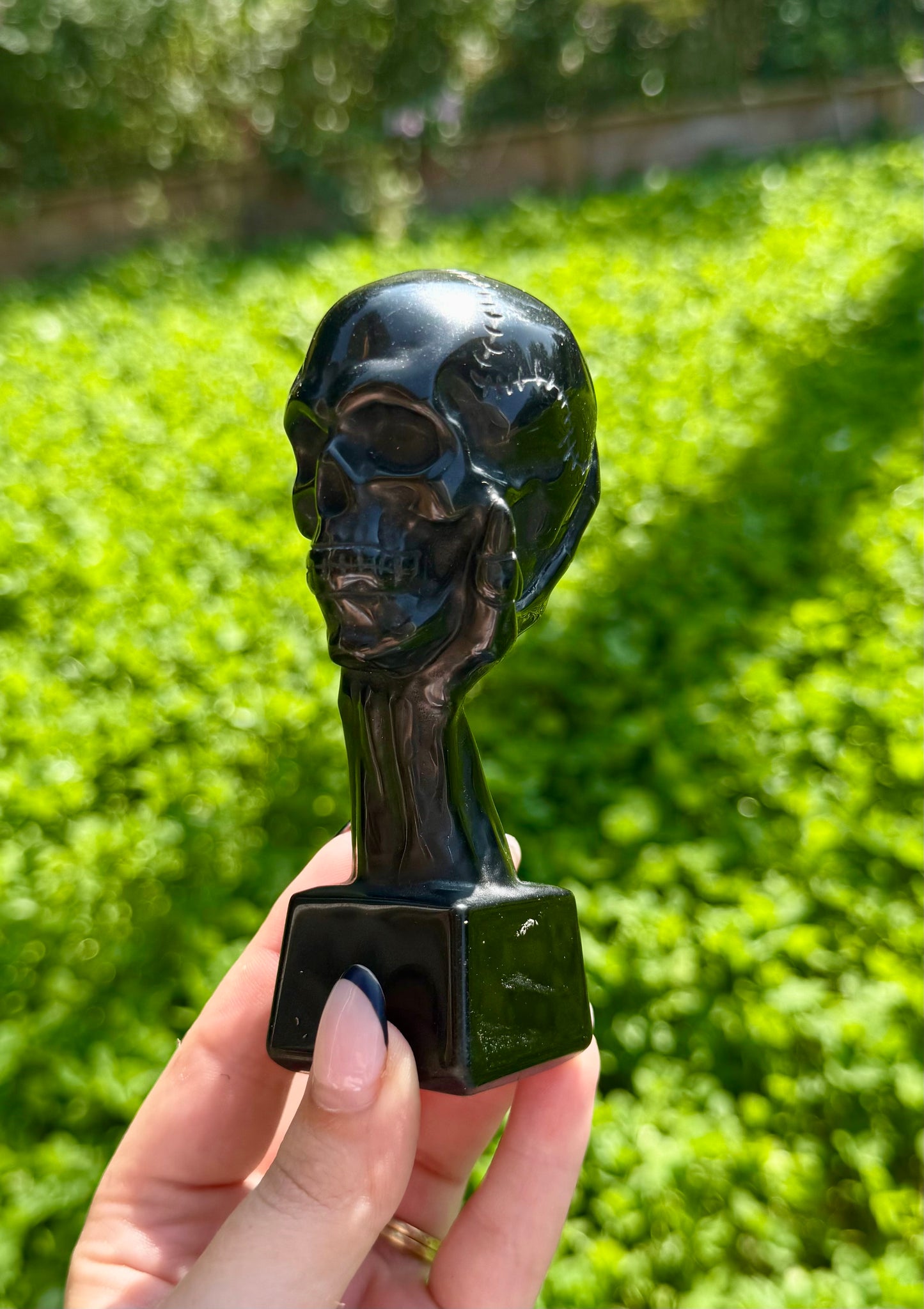 Obsidian skull carvings
