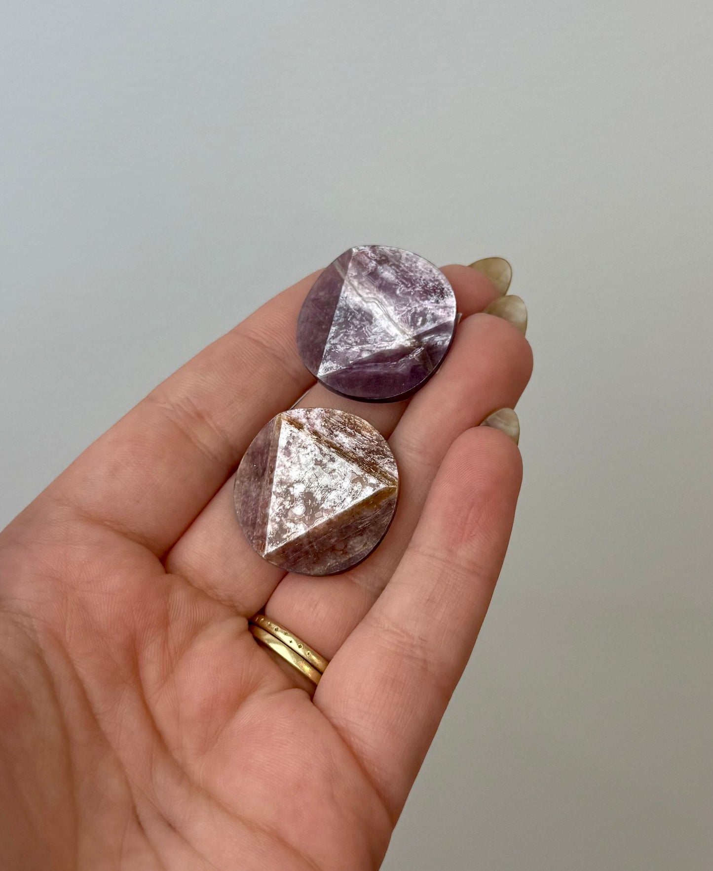 Gem lepidolite/purple mica carvings