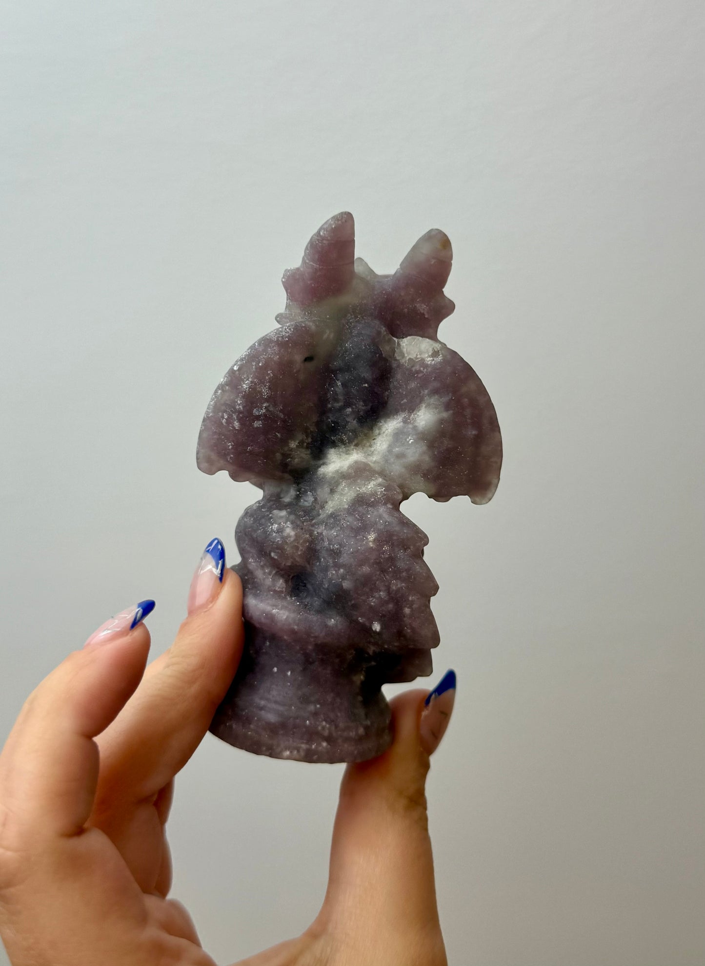 Lepidolite dragon carving