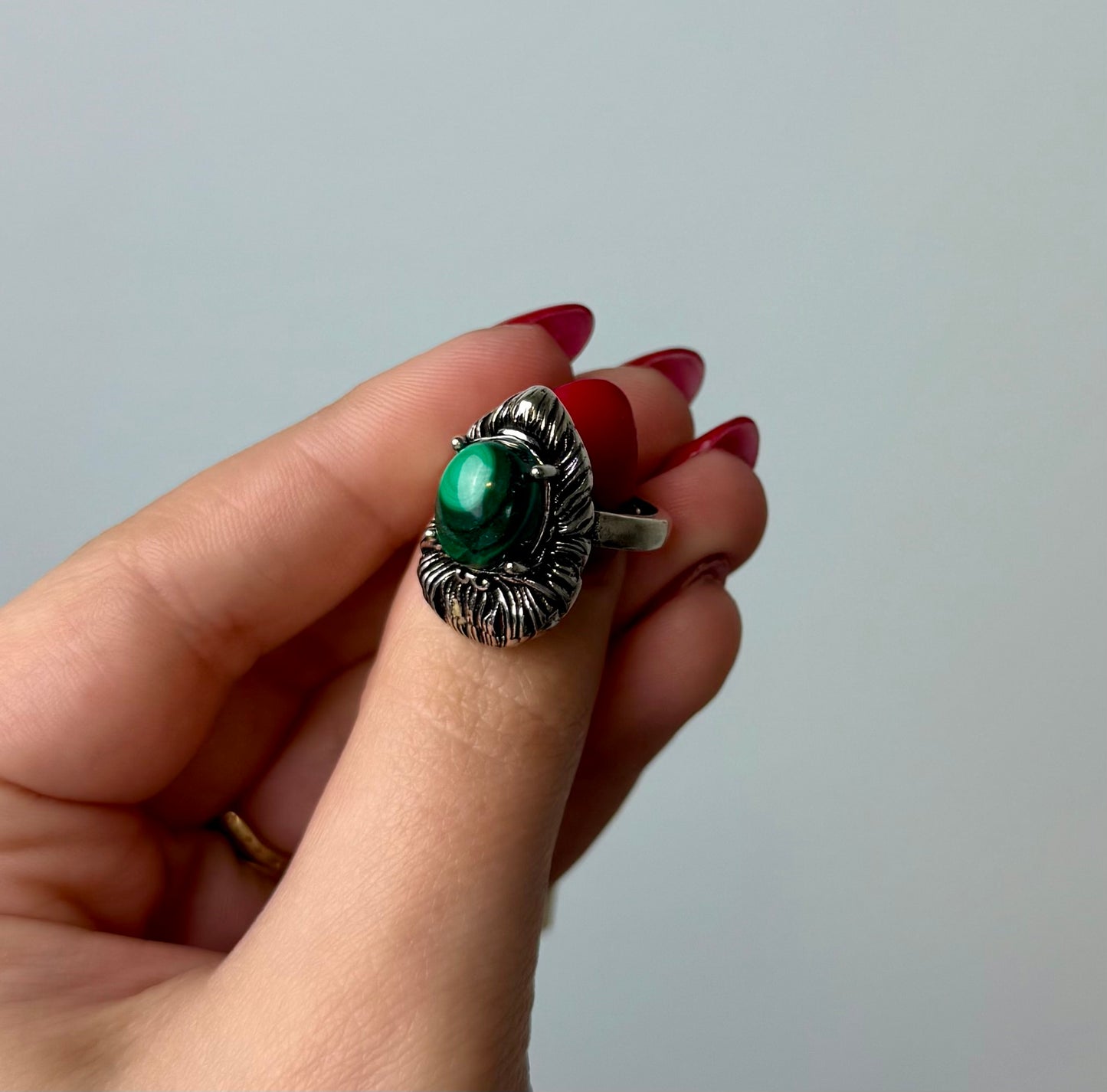 Malachite adjustable ring