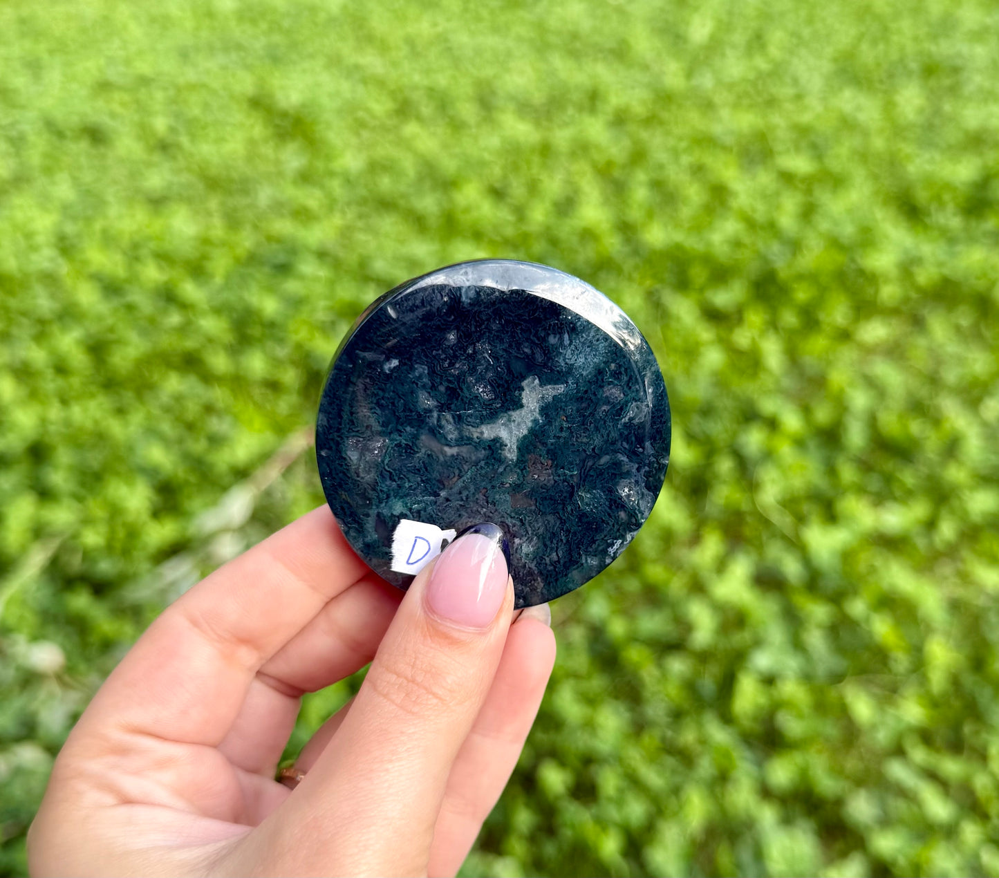 Moss agate circle slabs