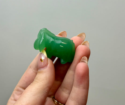 Green aventurine Eeyore carving