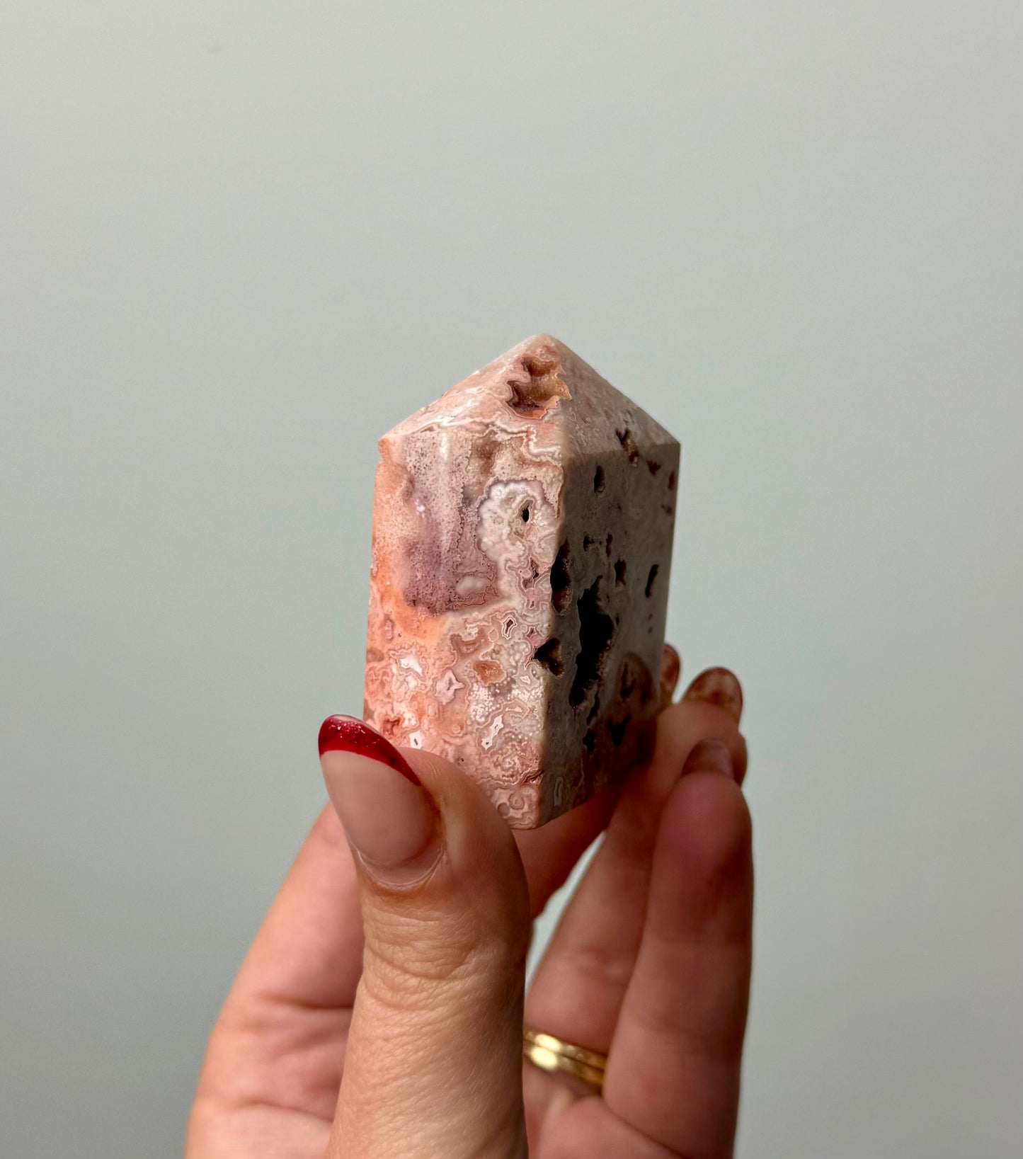 Pink crazy lace agate tower