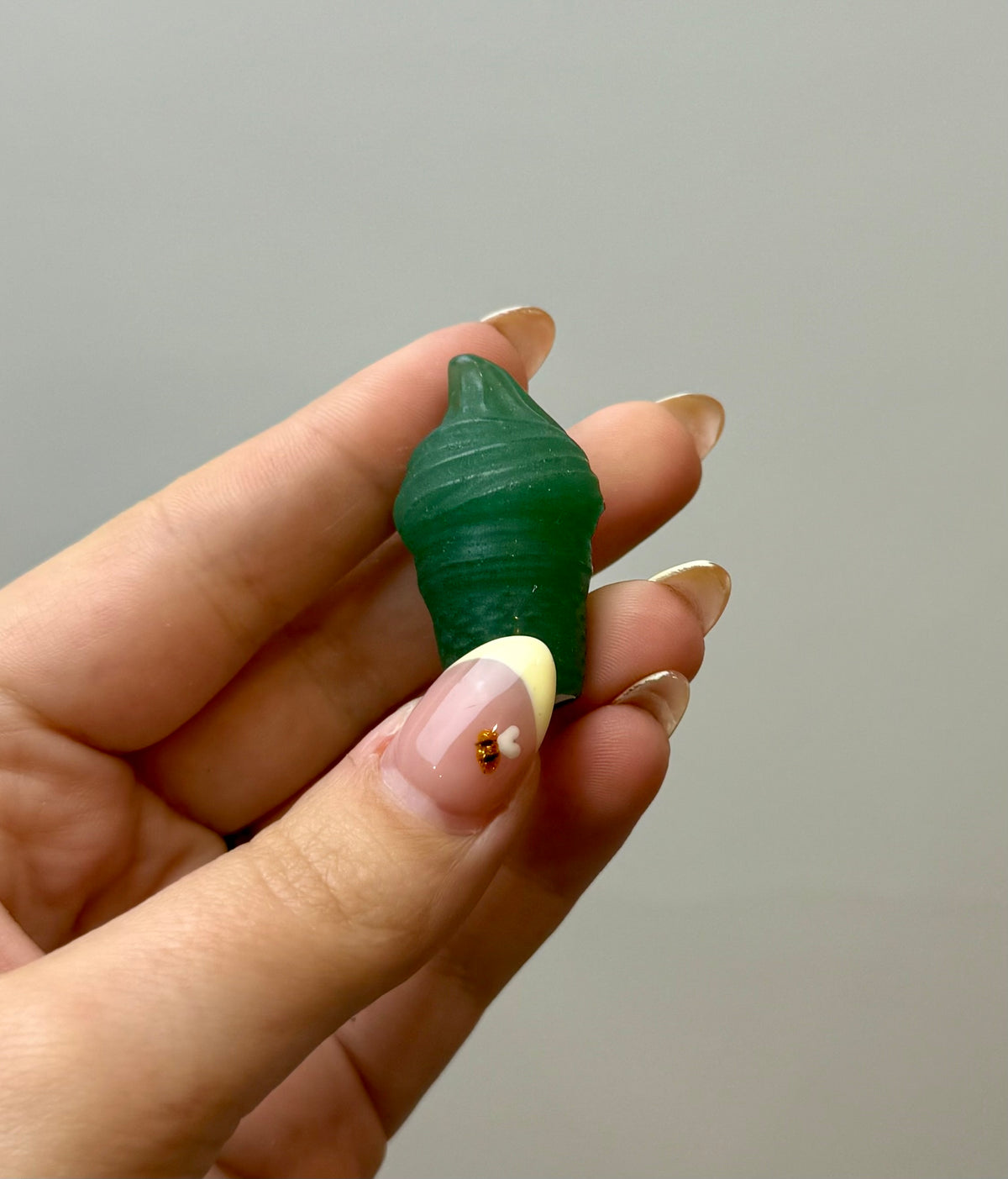 Green aventurine ice cream cone carving